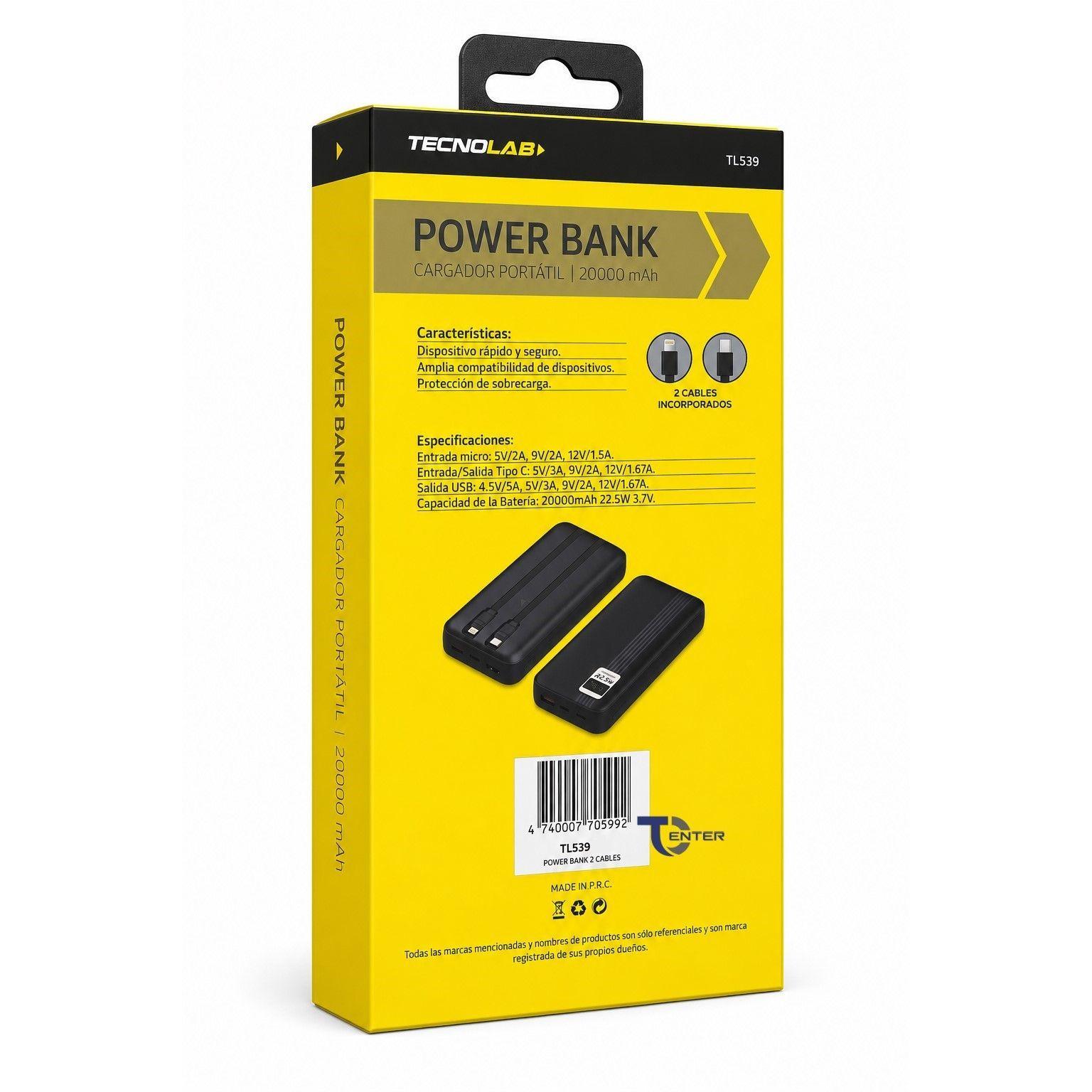 Bater a Port til Powerbank 20 000 Tecnolab 22 5w TL539W-6