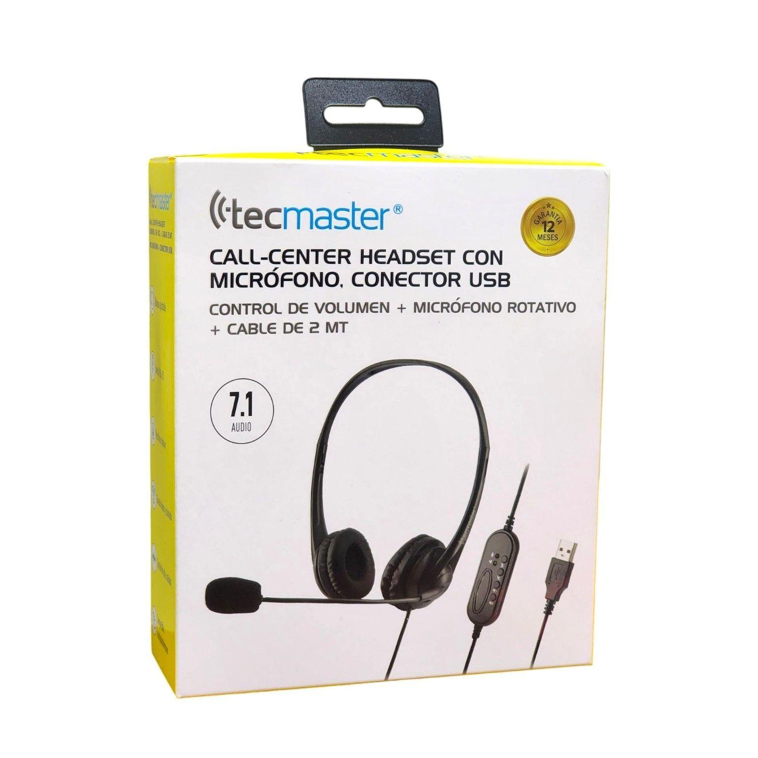 Auriculares Call-Center Micrófono USB Tm100559 Tecmaster -3