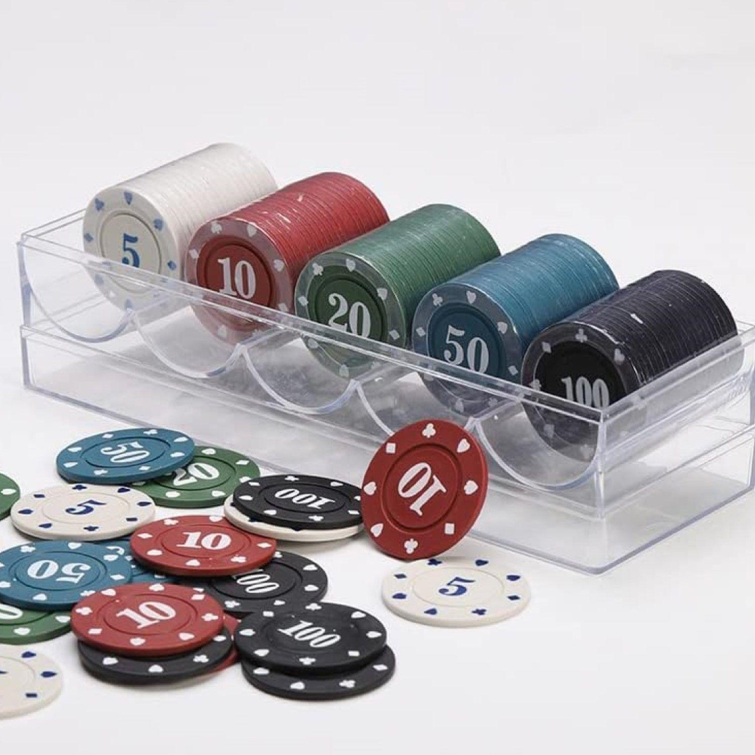 Juego de 100 Fichas de Póquer en 5 Colores 12045-4