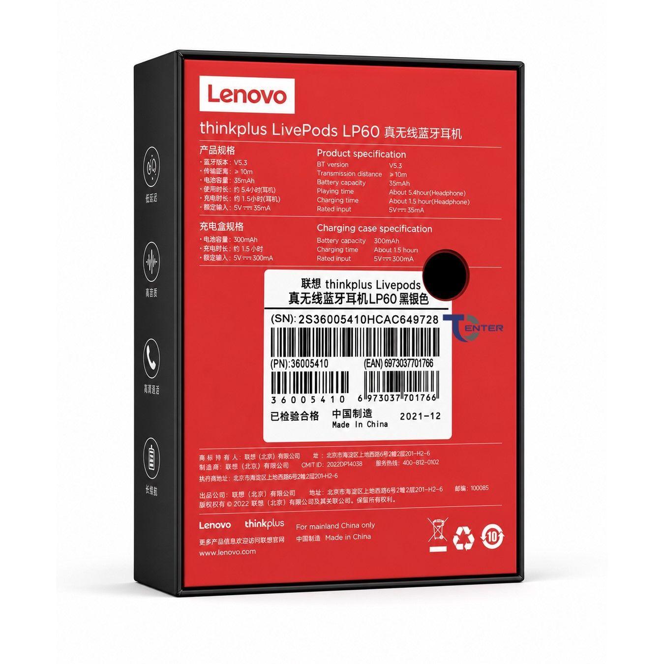 Audífonos Bt Lenovo thinkplus LivePods LP60 Negros-4