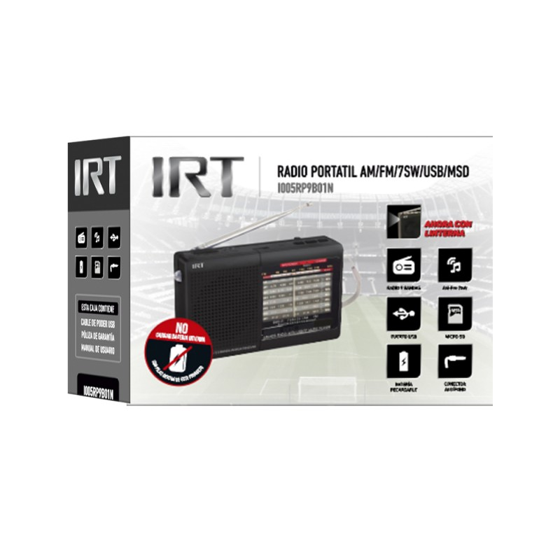Radio Portatil IRT AM/FM/SW/USB/MSD 9 bandas negra-1