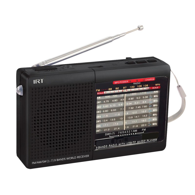 Radio Portatil IRT AM/FM/SW/USB/MSD 9 bandas negra-0