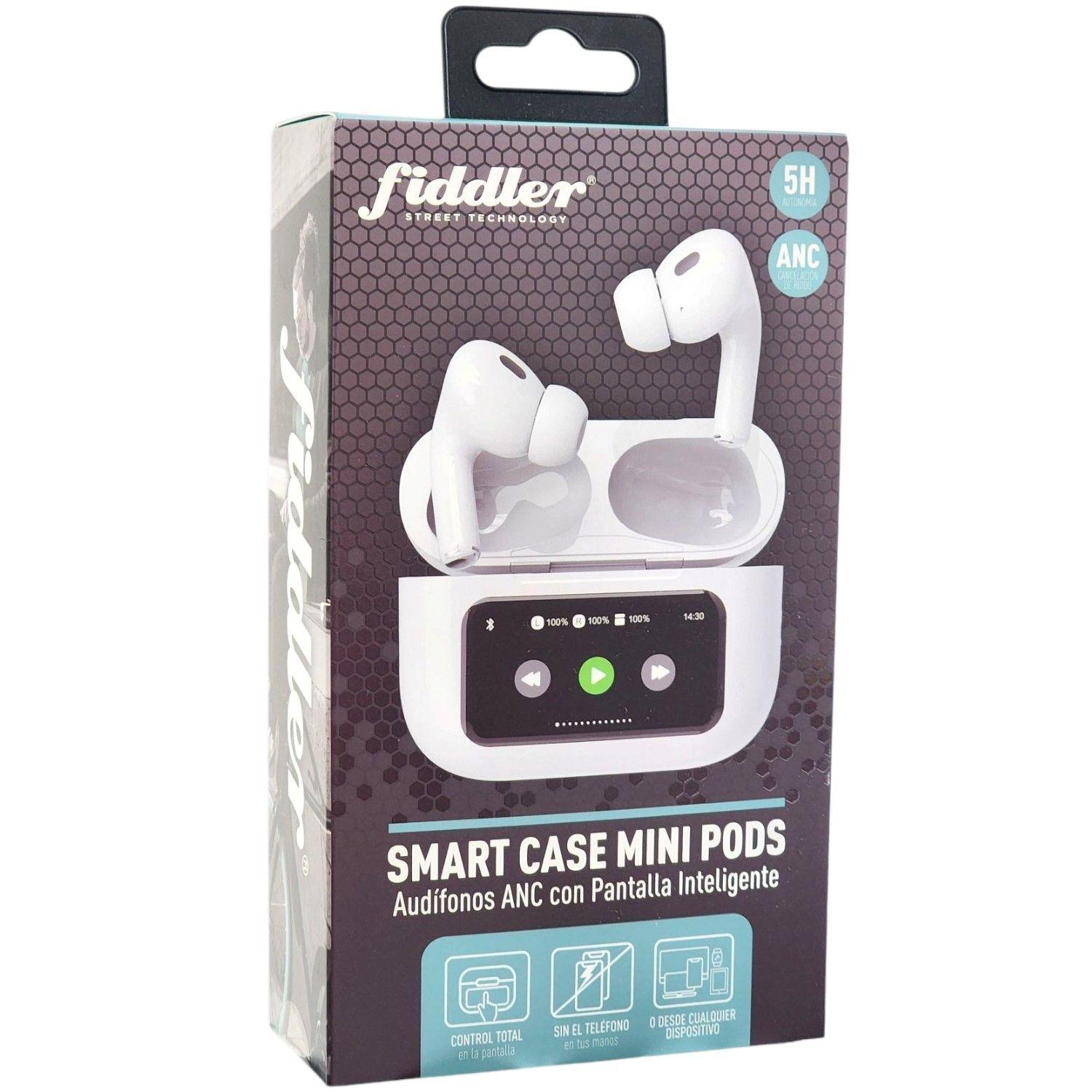 Audífonos Mini Pods TWS Pantalla touch T9 Blanco Fiddler-2