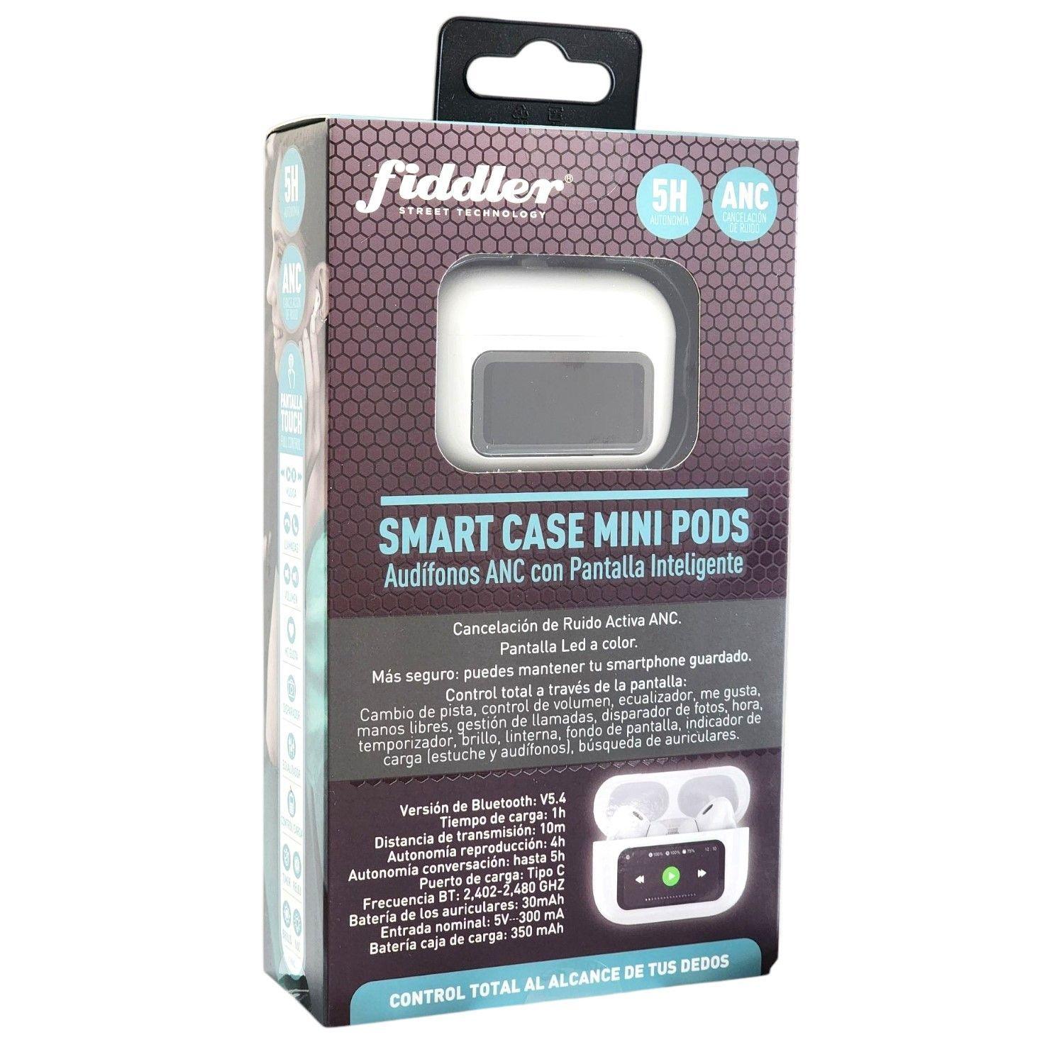Audífonos Mini Pods TWS Pantalla touch T9 Blanco Fiddler-3