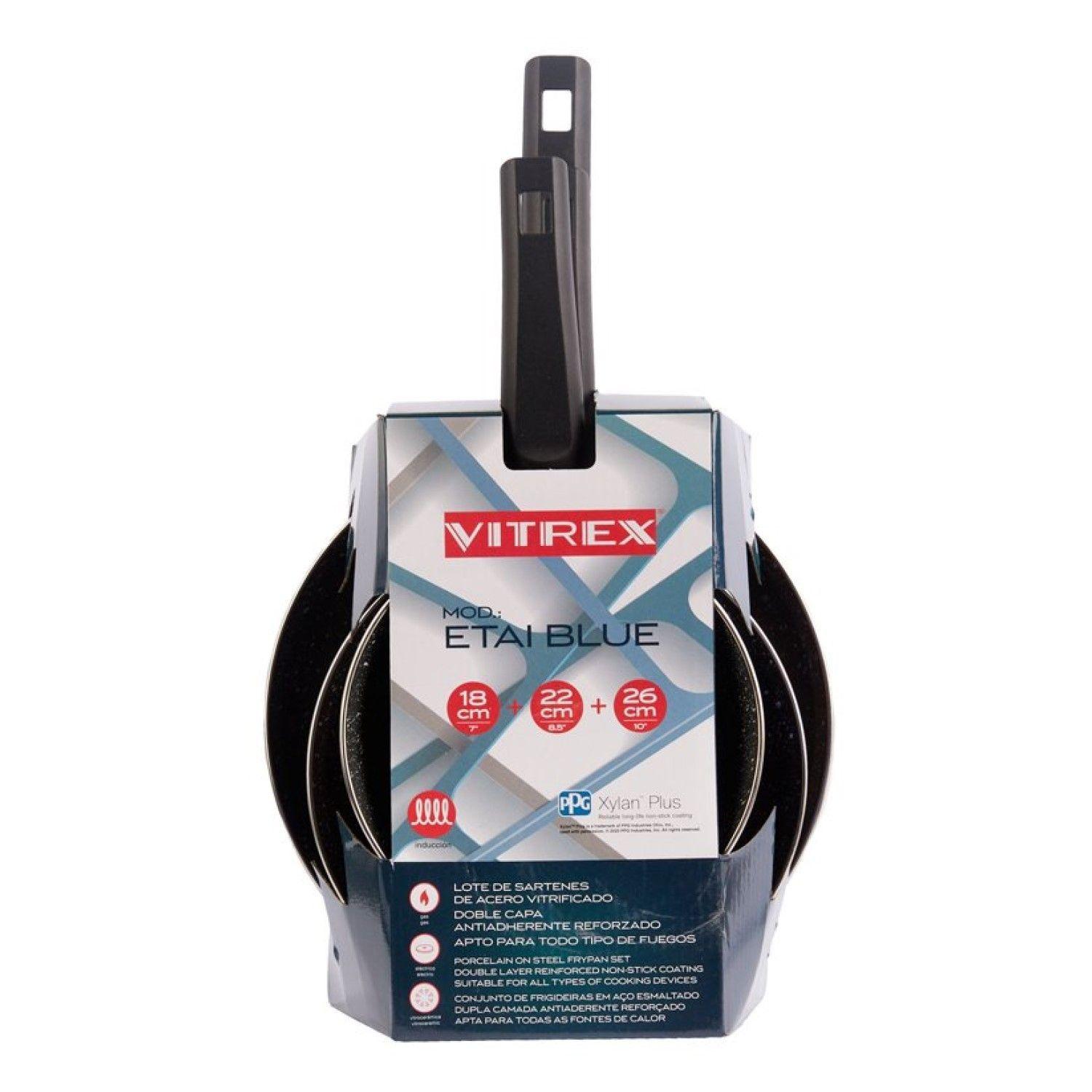 Set De 3 Sartenes Antiadherente 18/22/26 Cm Etai Blue Vitrex-5