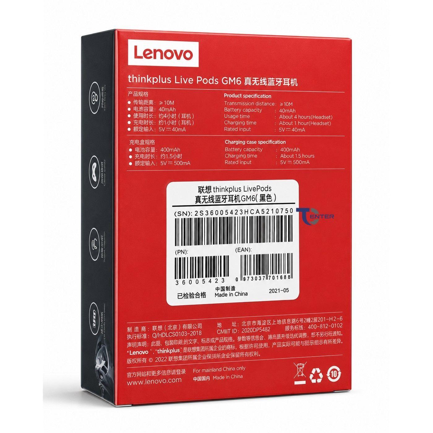 Audífonos Bt Lenovo Thinkplus LivePods GM6 Negro-3