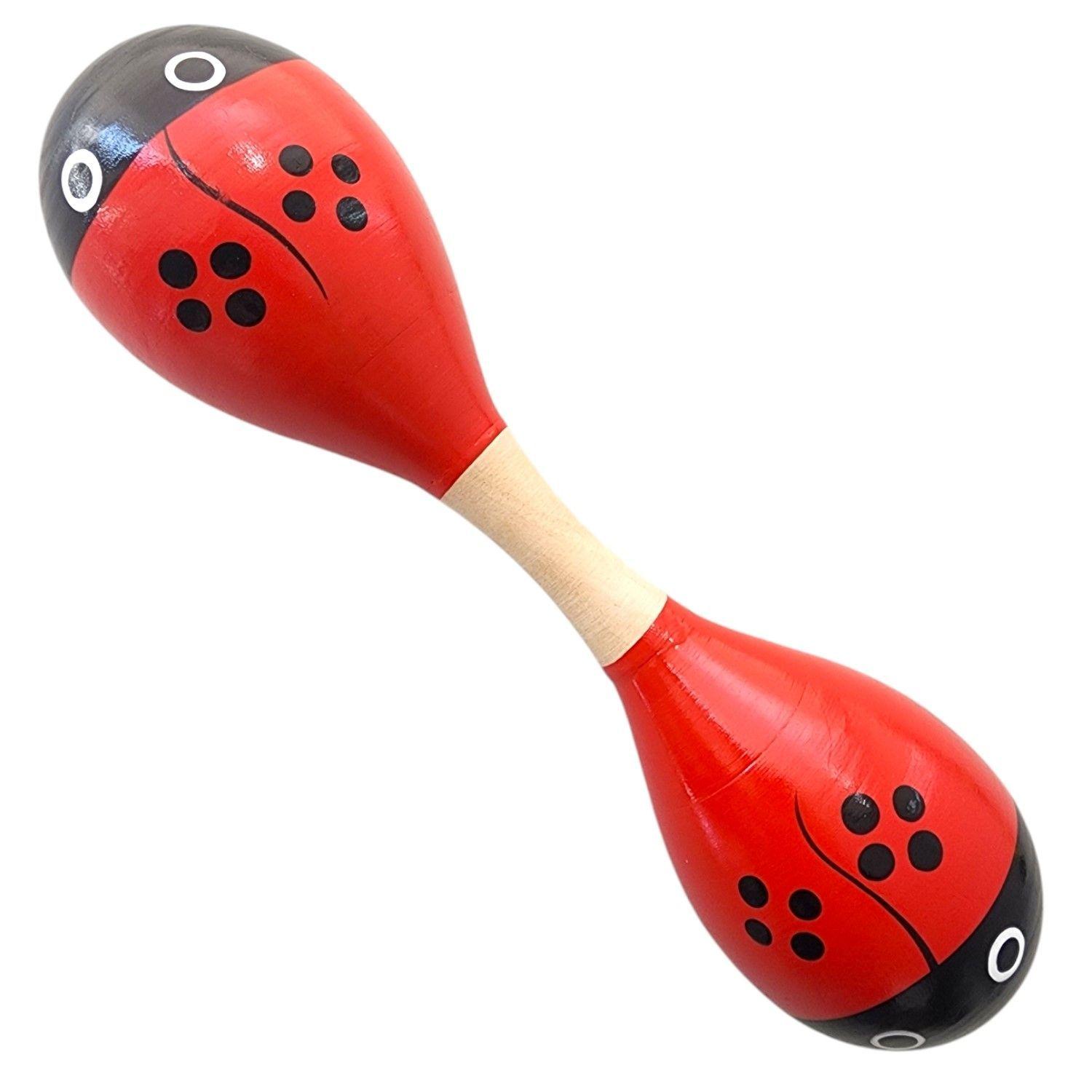 Maraca Doble Martillo de Madera Sonajera Niños Roja 55503-2