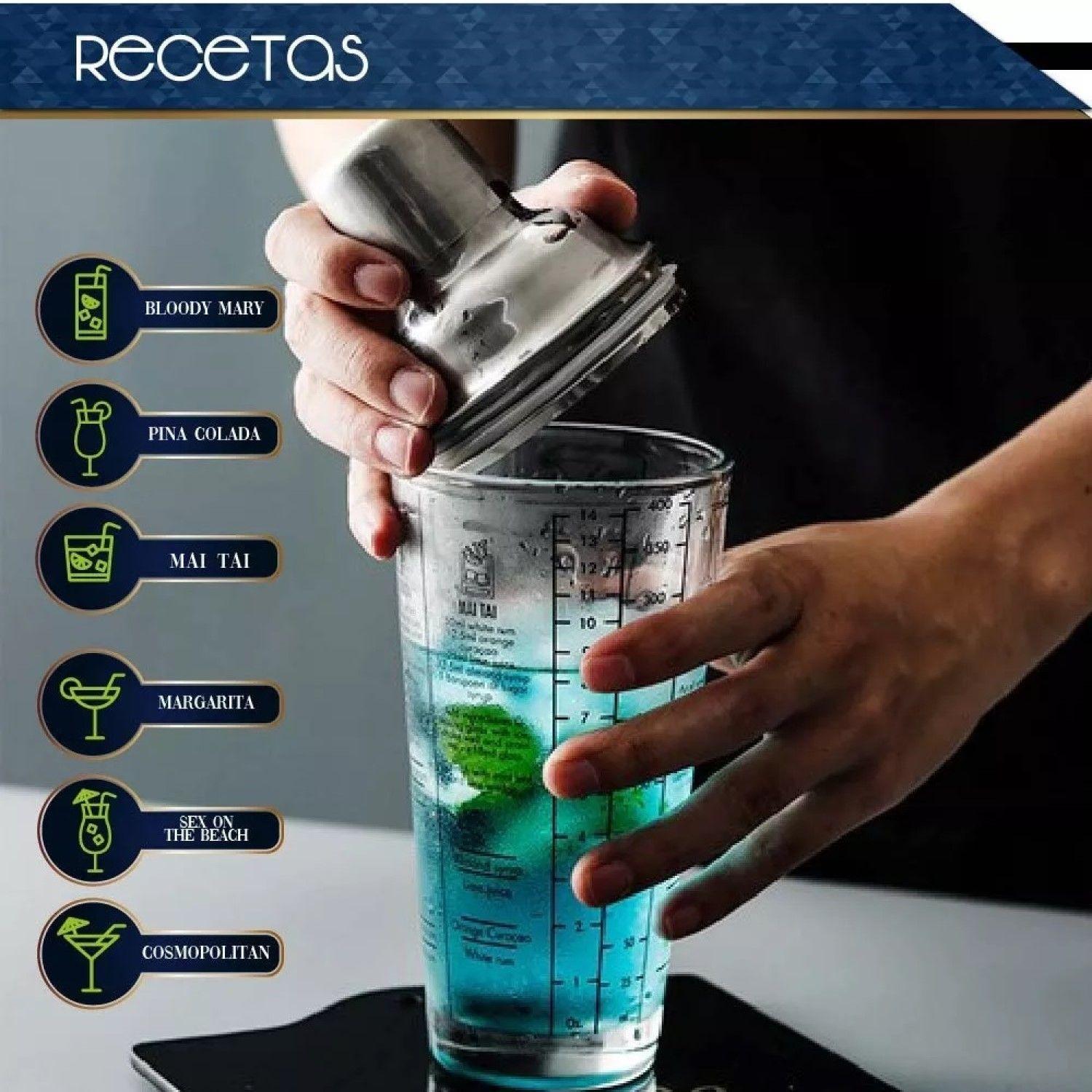 Coctelera Shaker De Vidrio Con Recetas De 400 Ml 14005-4