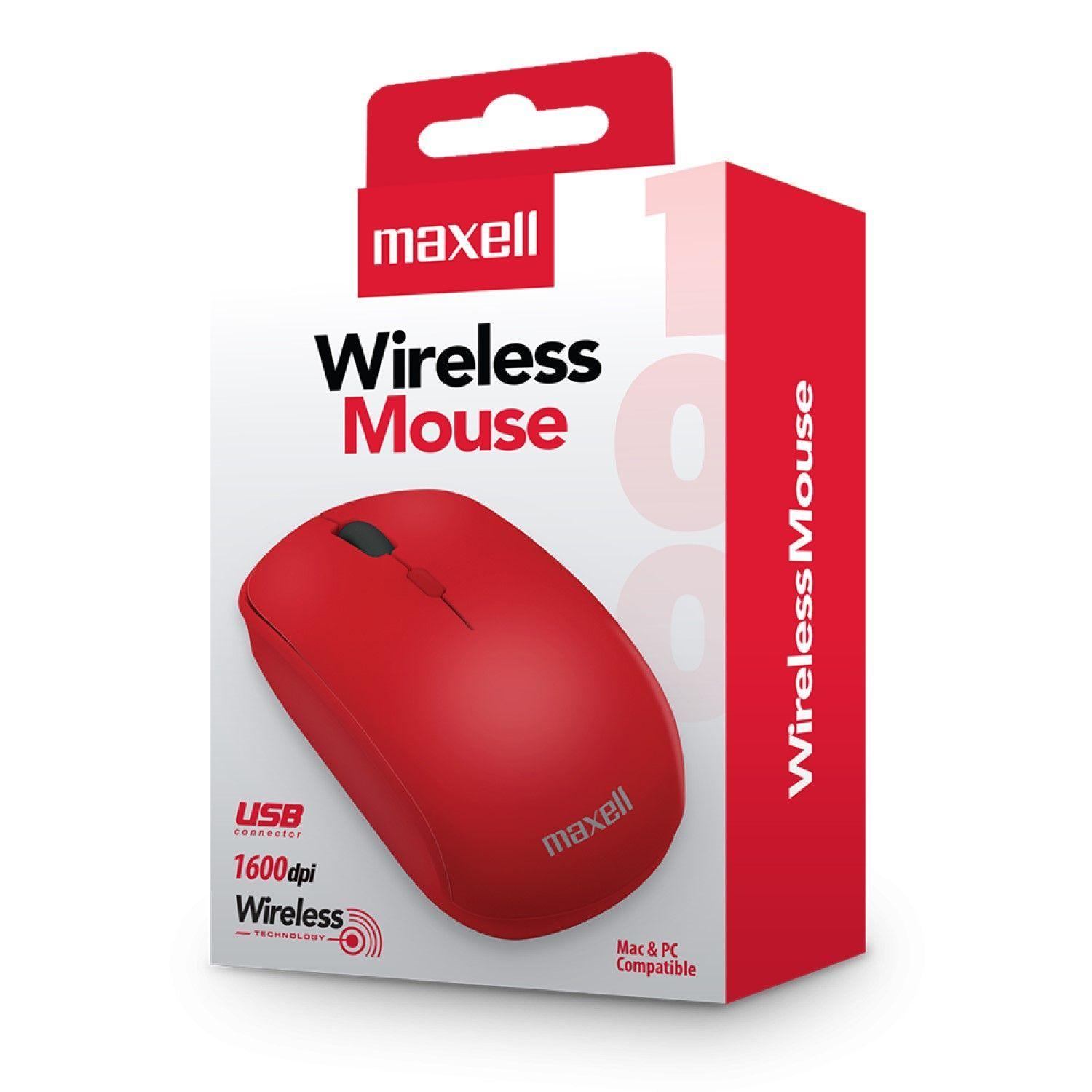 Mouse Inalámbrico Ergonómico 1600 DPI MOWL-100 Maxell Rojo-2