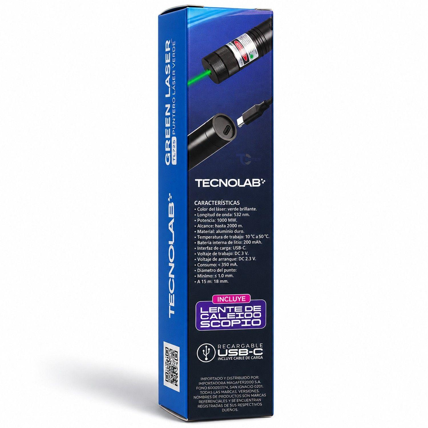 Puntero Láser Verde Recargable USB-C Tecnolab TL-725-5