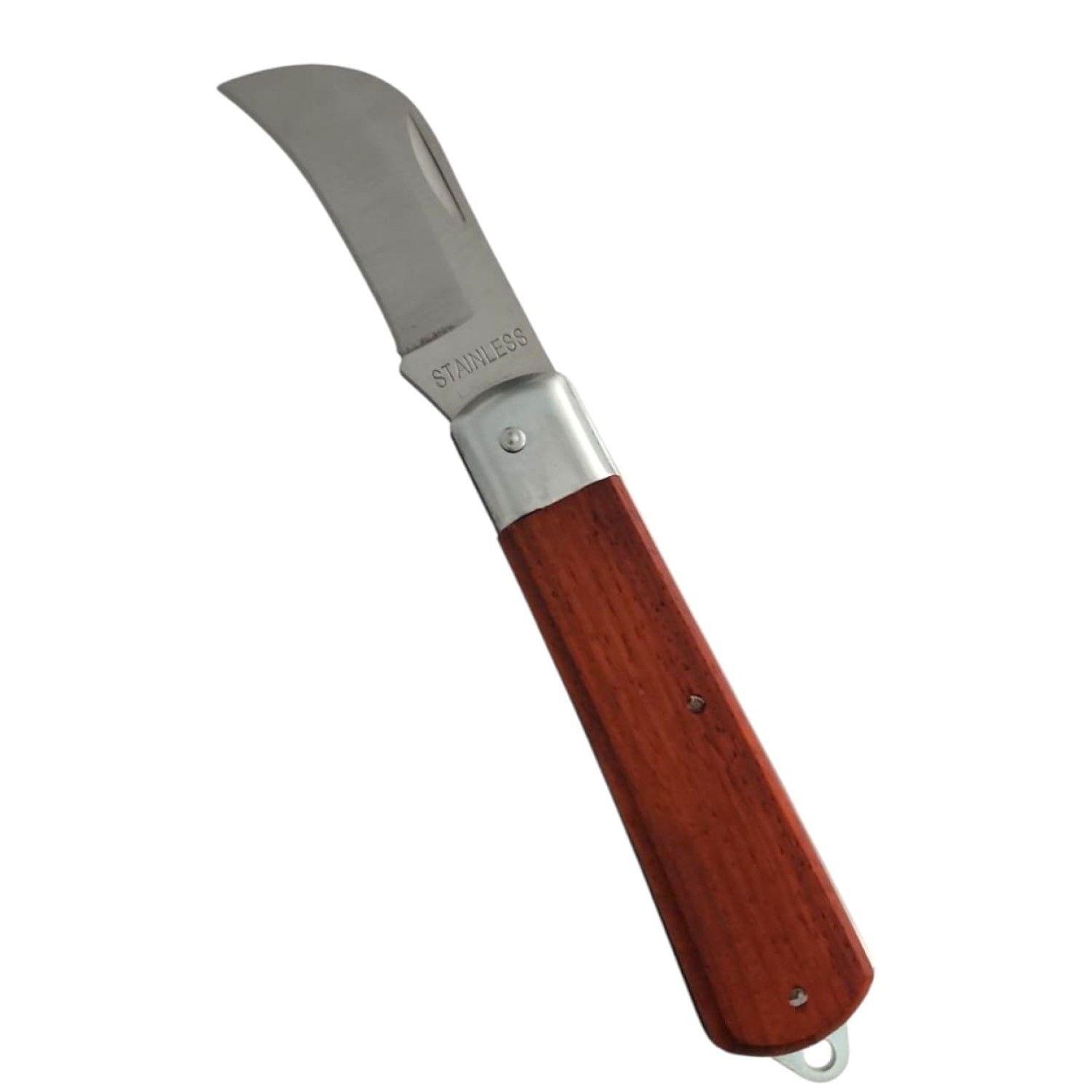 Cuchillo Navaja Cortapluma Curvo Mango Madera 13058-2