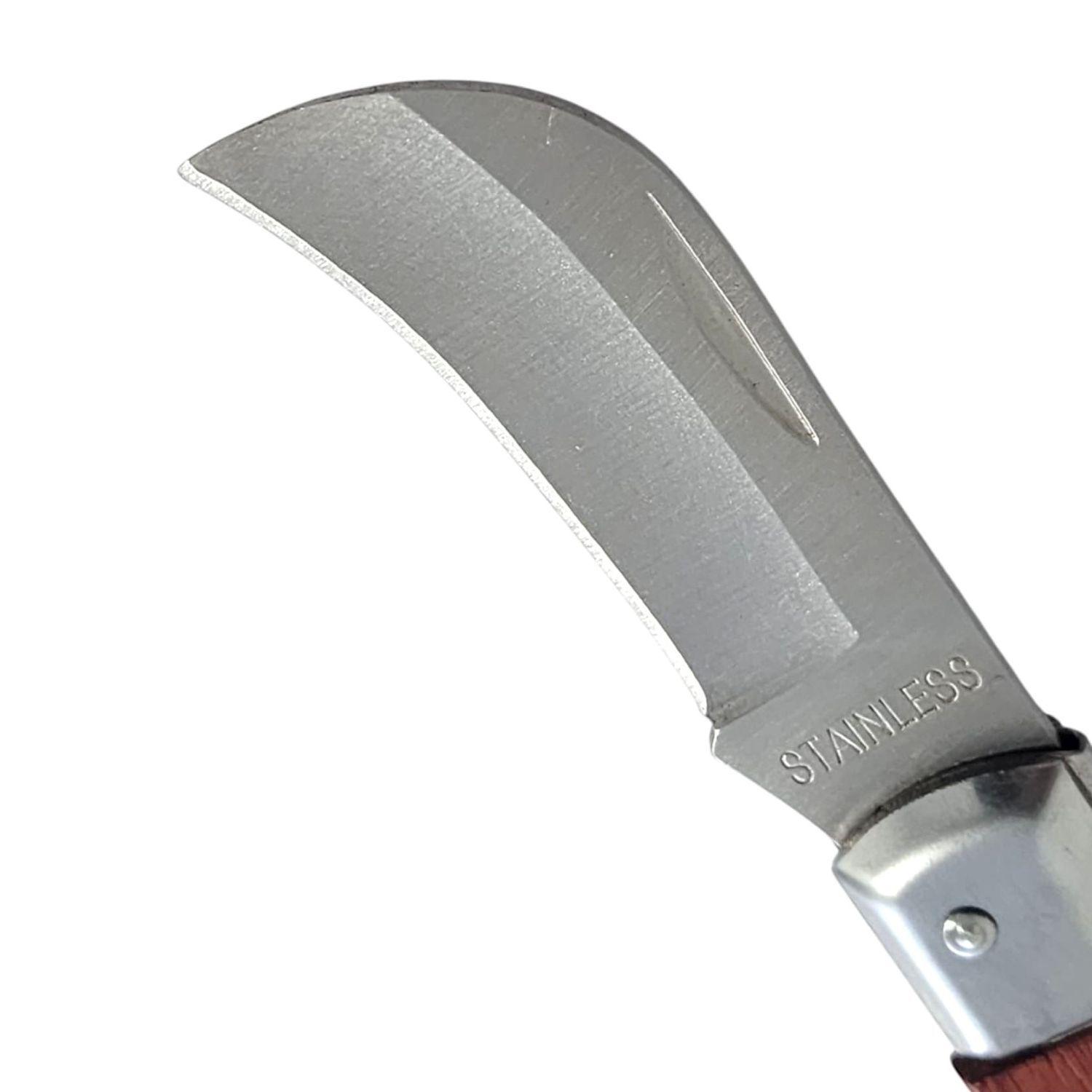Cuchillo Navaja Cortapluma Curvo Mango Madera 13058-3
