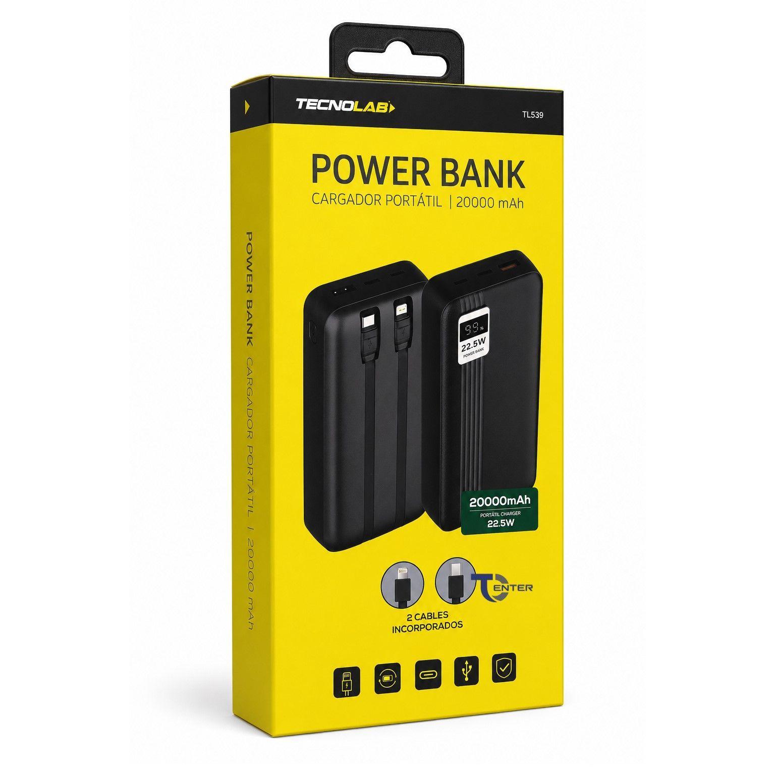 Bater a Port til Powerbank 20 000 Tecnolab 22 5w TL539BK-5