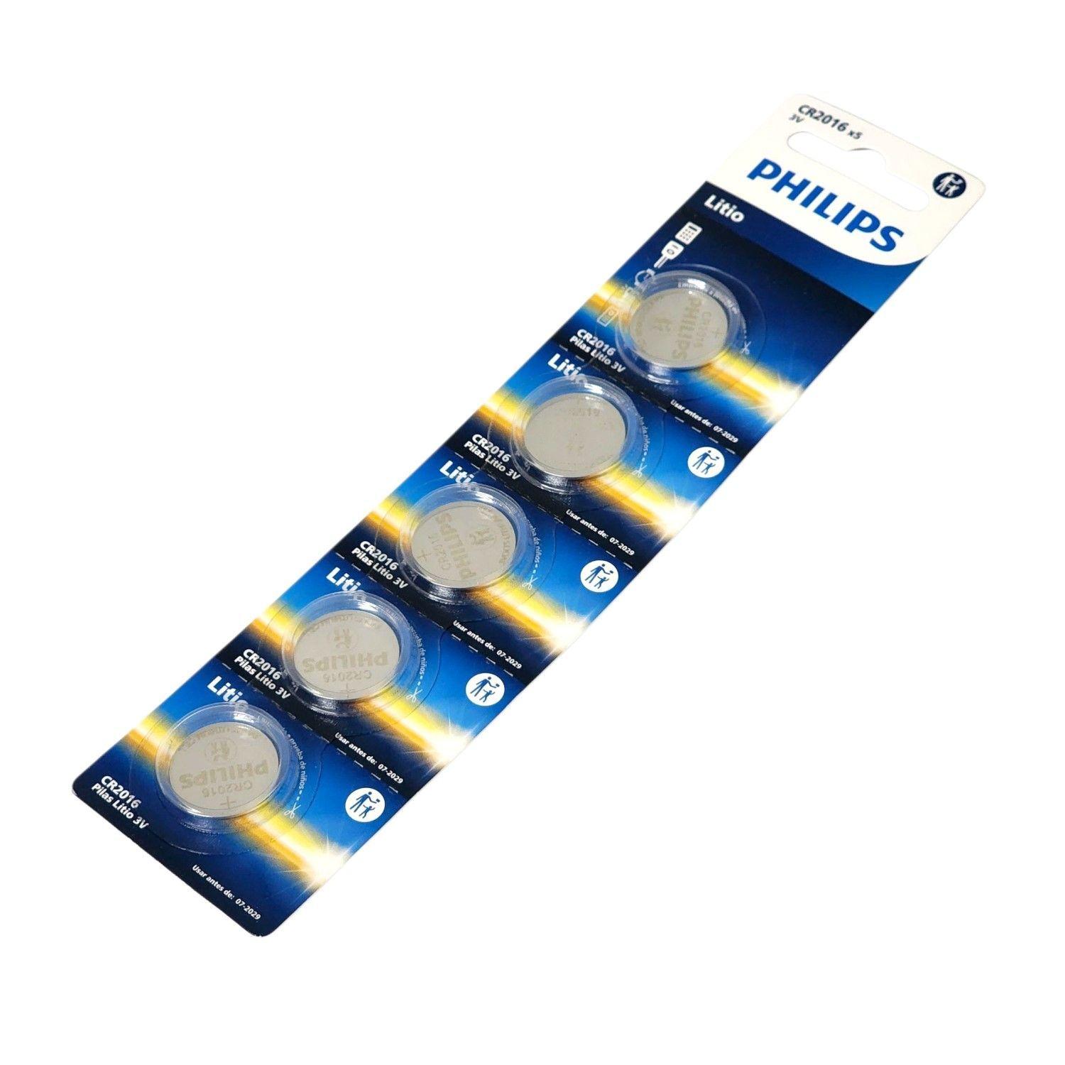 Pack 5 Pilas Cr2016 Tipo Botón Litio 3v Philips-2