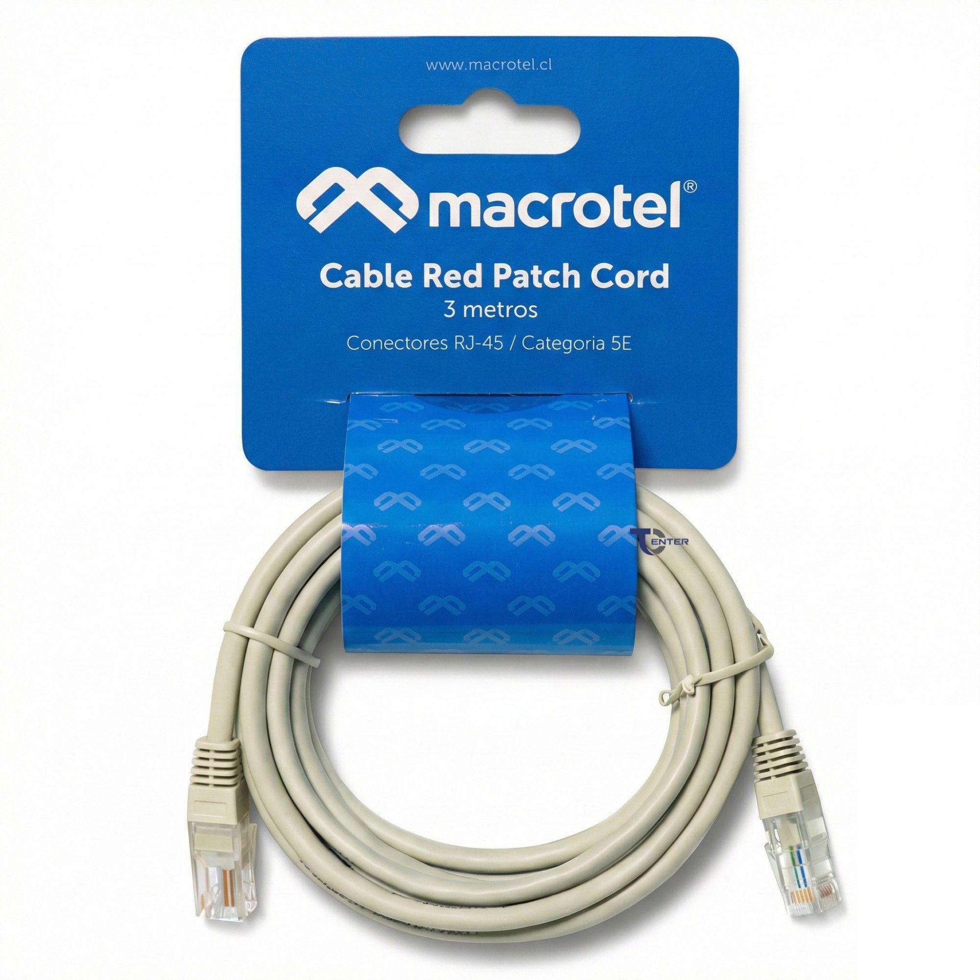 Cable de Red Macrotel 3 mt Patch Cord UTP Cat 5E MC-2004-1