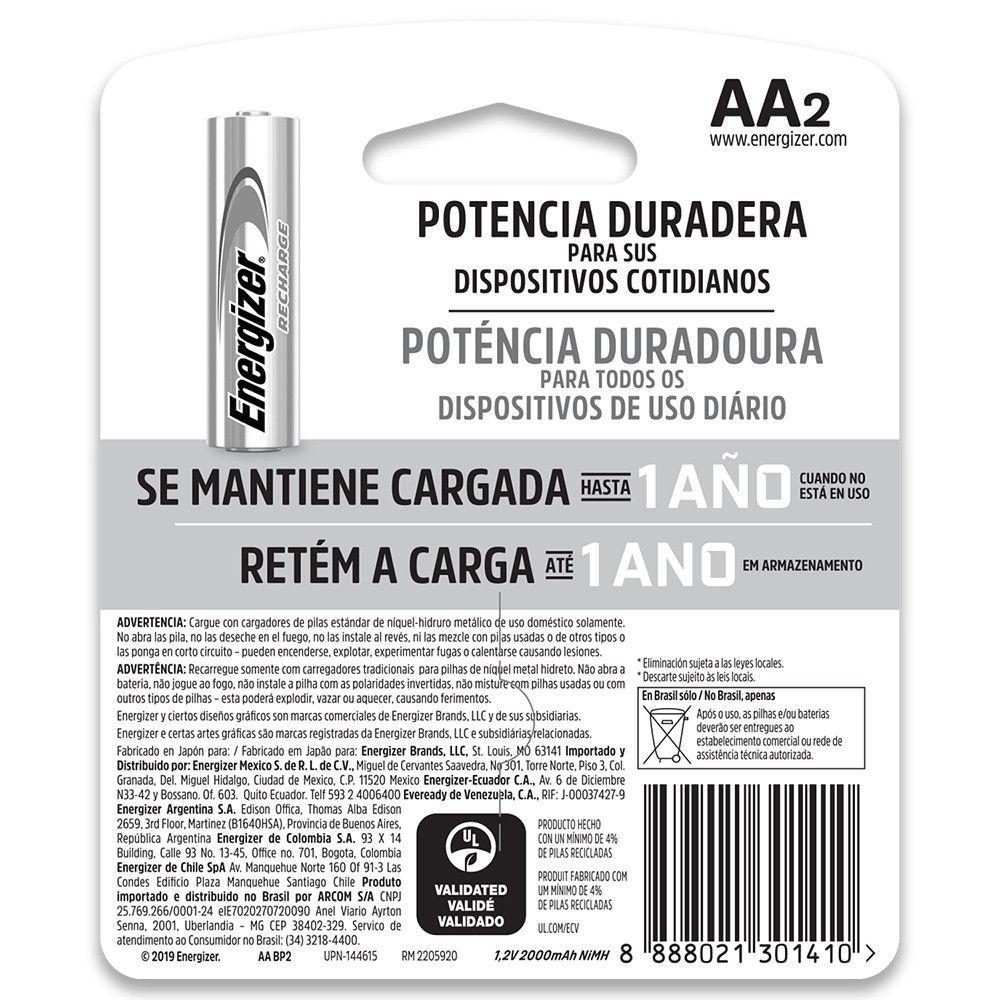 Pack 2 Pilas AA Recargables Energizer 2000mha-2
