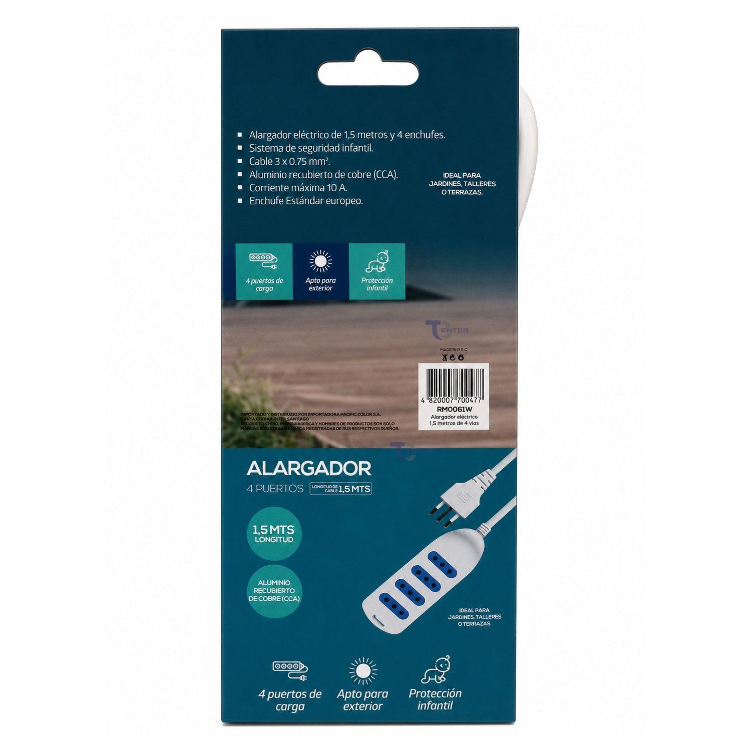 Alargador Eléctrico Raimax 1,5M 4 Pos RM0062W Blanco-5