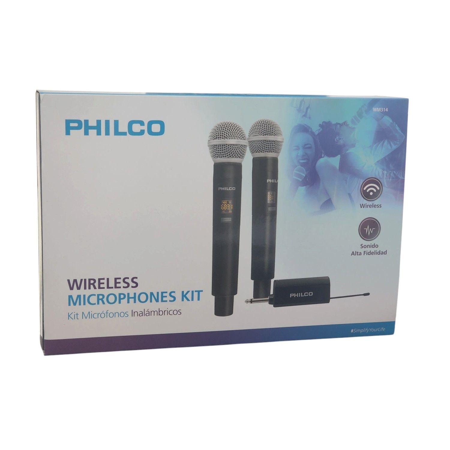 Kit Micrófonos Inalámbricos UHF Philco WM314 con Receptor -4