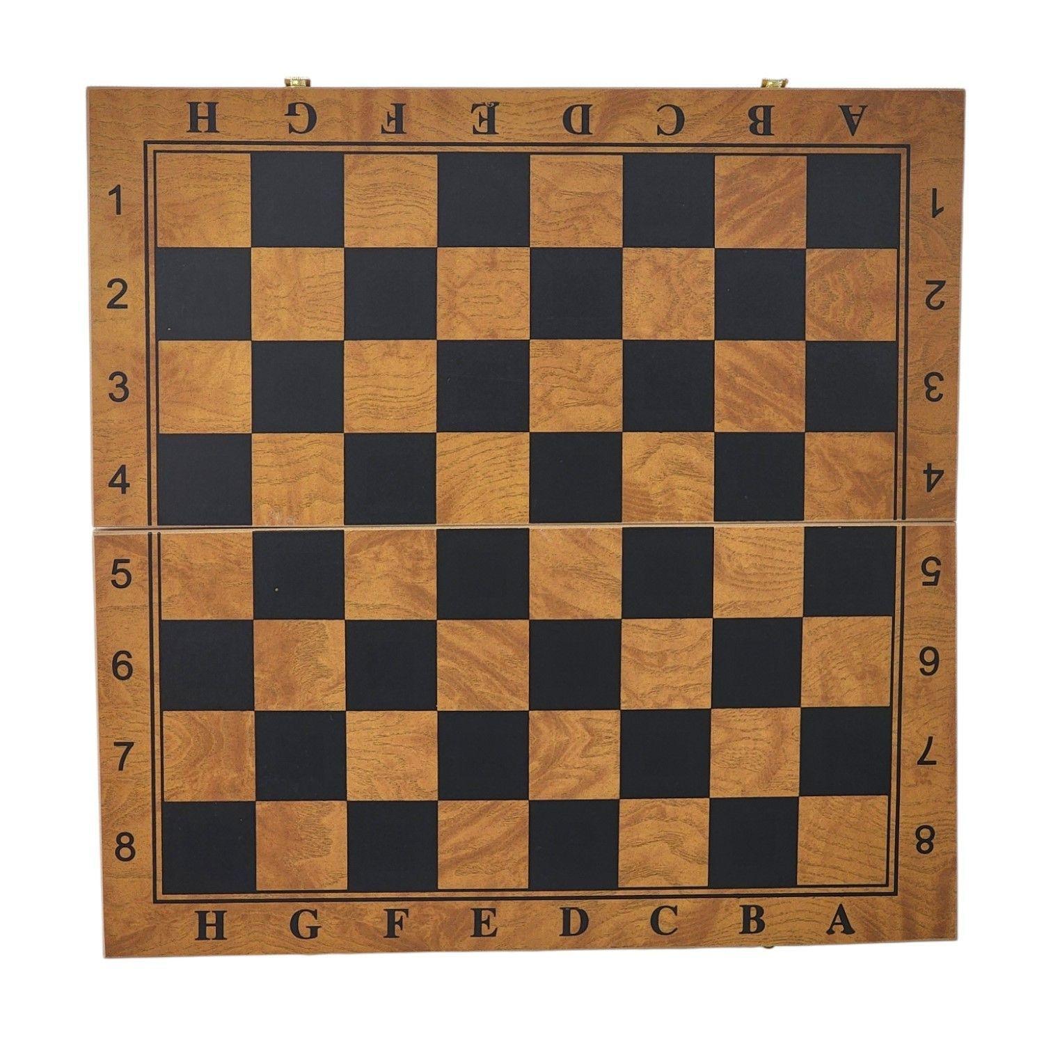 Juego de Madera 3 en 1: Ajedrez, Damas, Backgammon Plegable -4