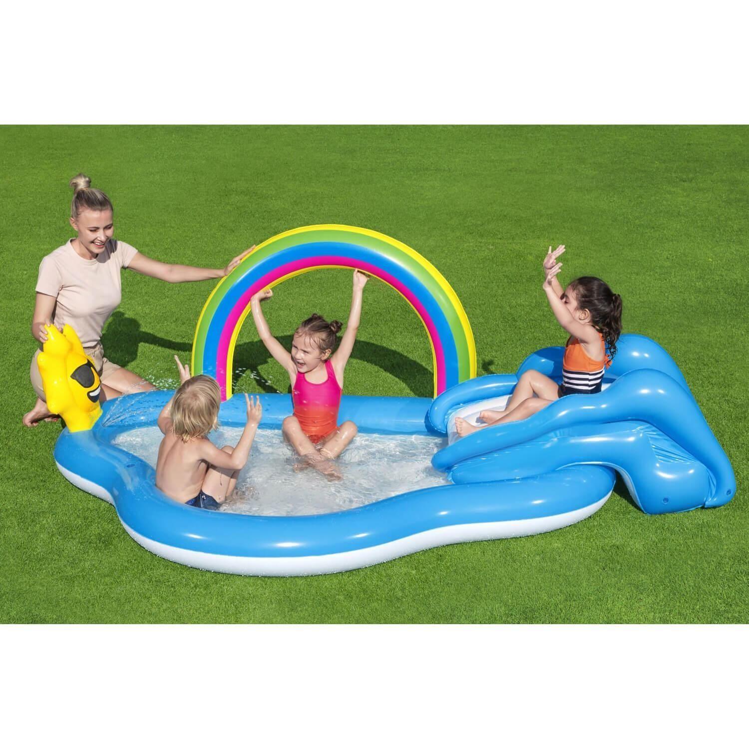 Piscina  Inflable Play Center Arco Iris Tobogán Bestway 53092-5
