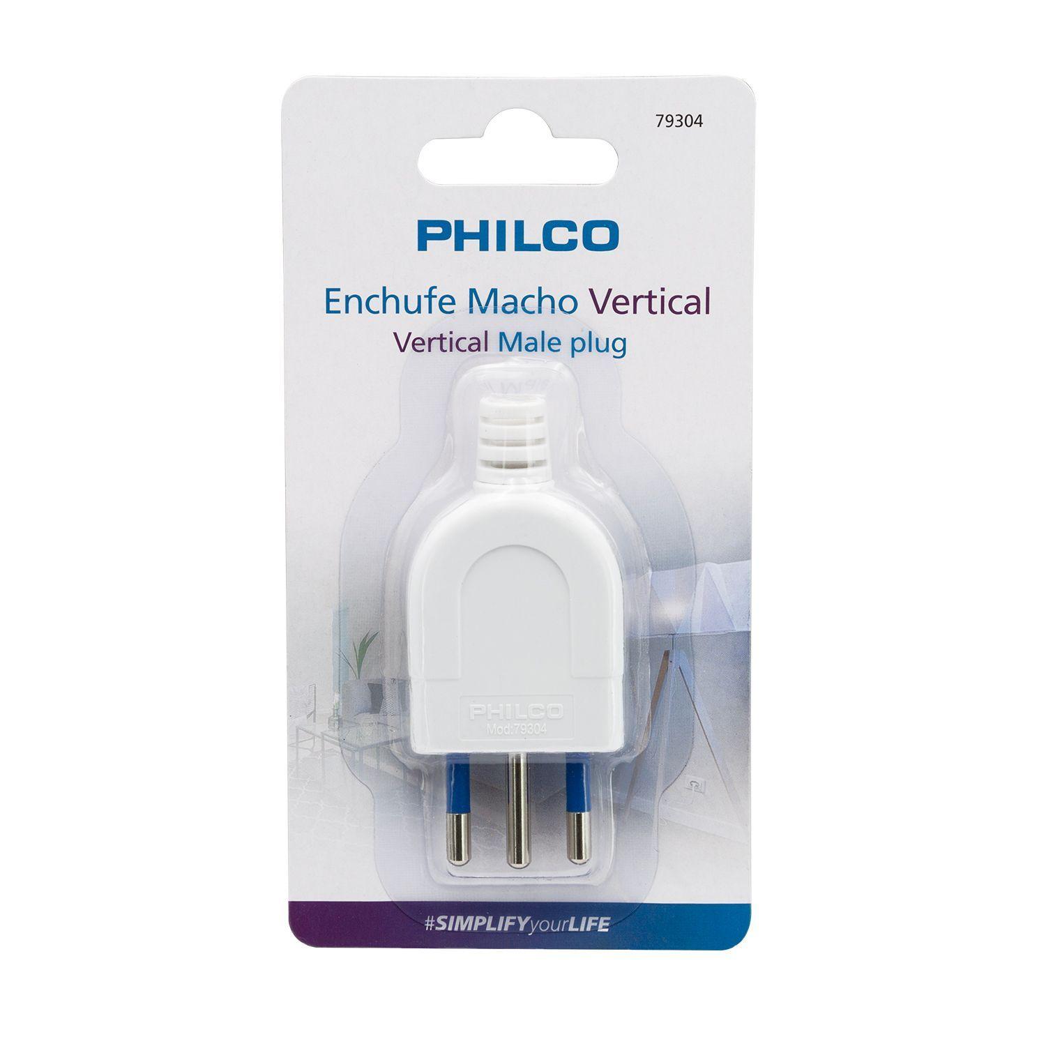 Enchufe Macho Vertical Blanco Philco 2P+T 79304 2500w-3