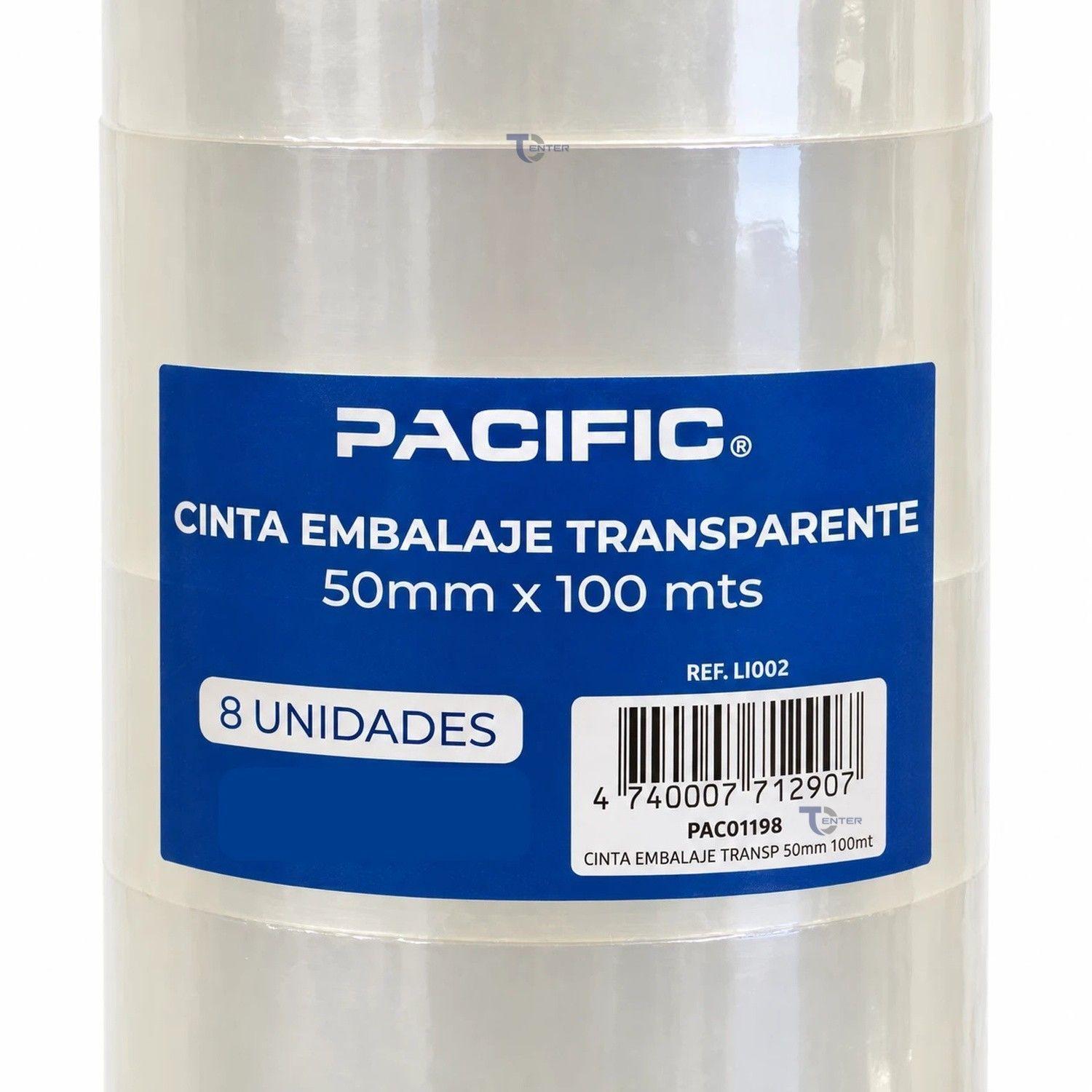Pack 8 Cintas de Embalaje Transparente Pacific 50mm x 100m-2