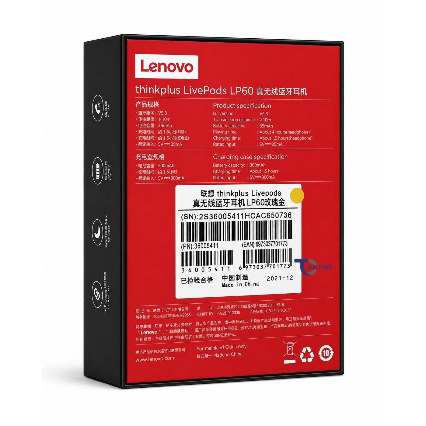 Audífonos Lenovo ThinkPlus LivePods LP60 Gold Pink-3