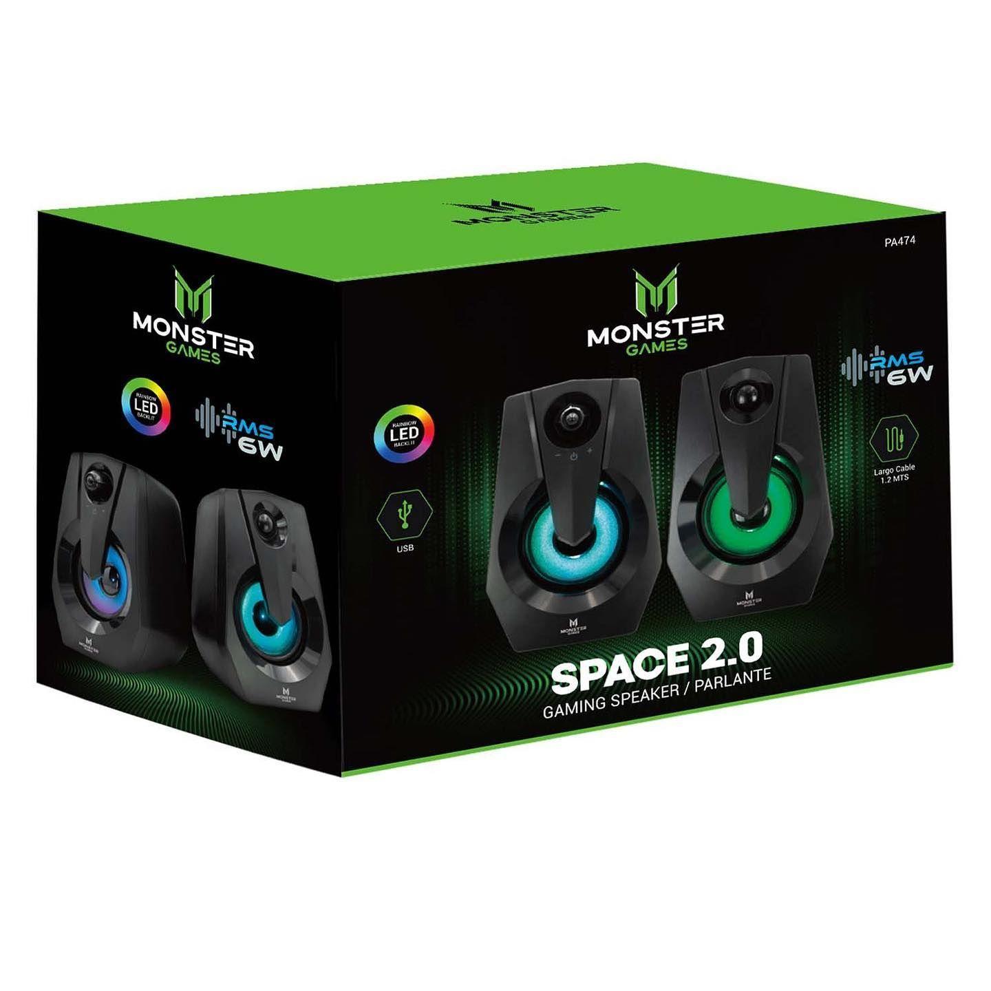Parlante PC Gamer Moster Games Space Led-3