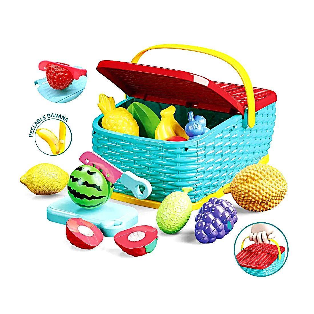 Juguete Didáctico Canasta de Picnic Frutas Cortar-3