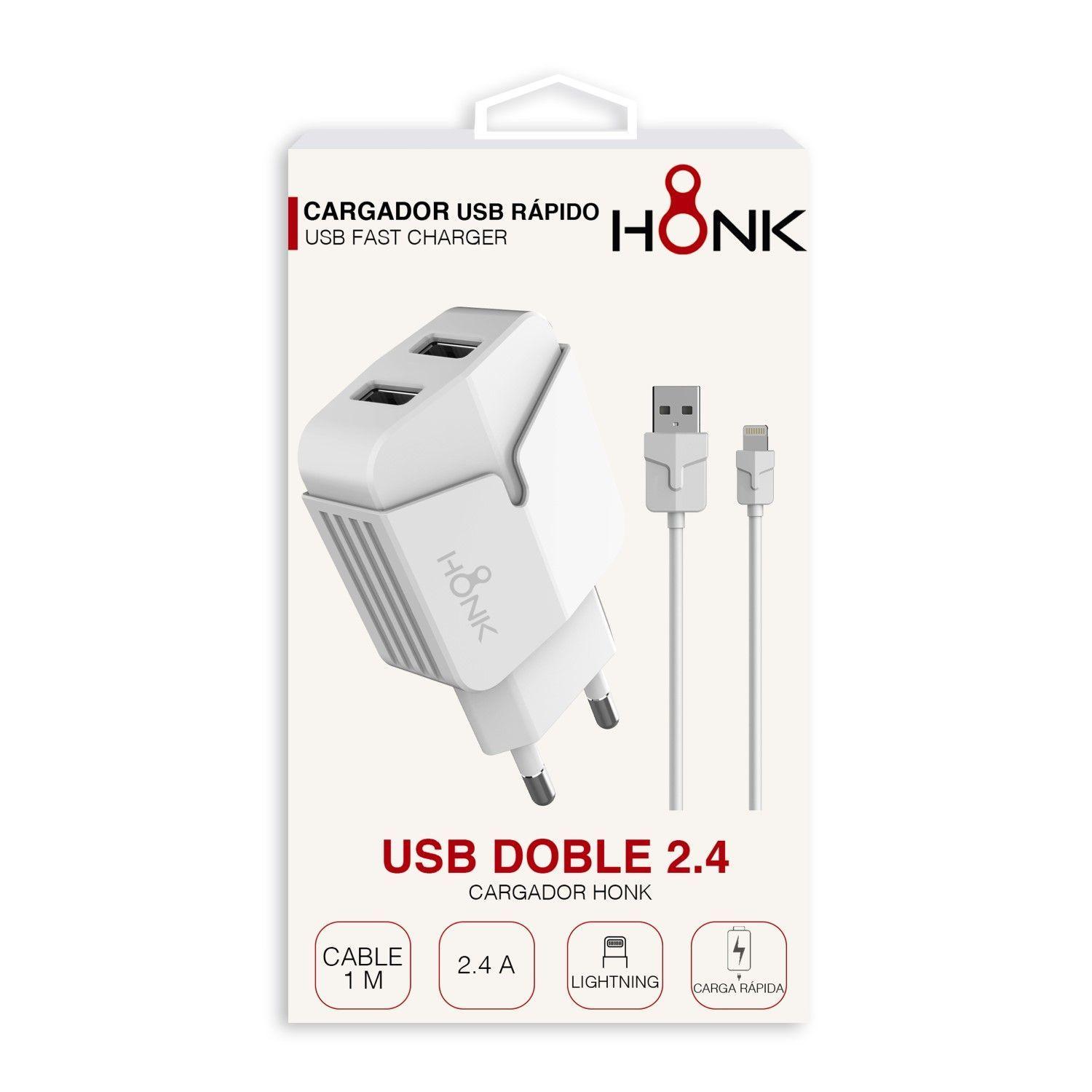 Cargador Pared Doble y Cable Lightning Honk 2.4A -2