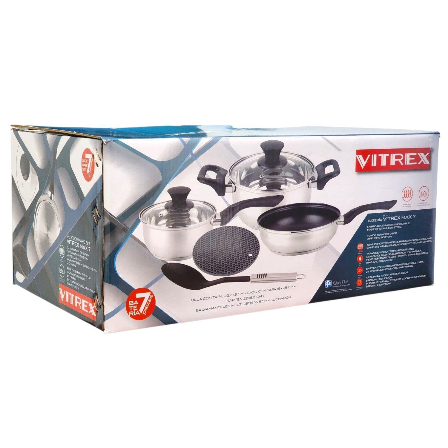Batería de Cocina Max 7 Pzs Acero Inoxidable Vitrex-6