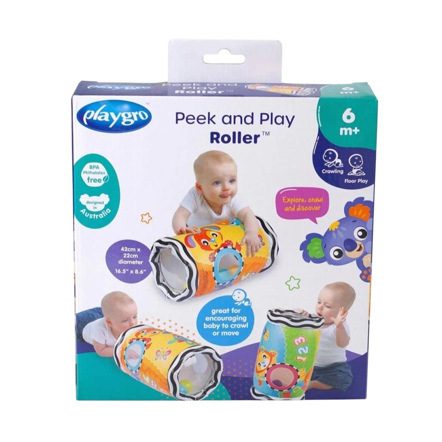 Rodillo Bebé Sonajero Inflable Gatear Peek and Play 6m+ Playgro-6