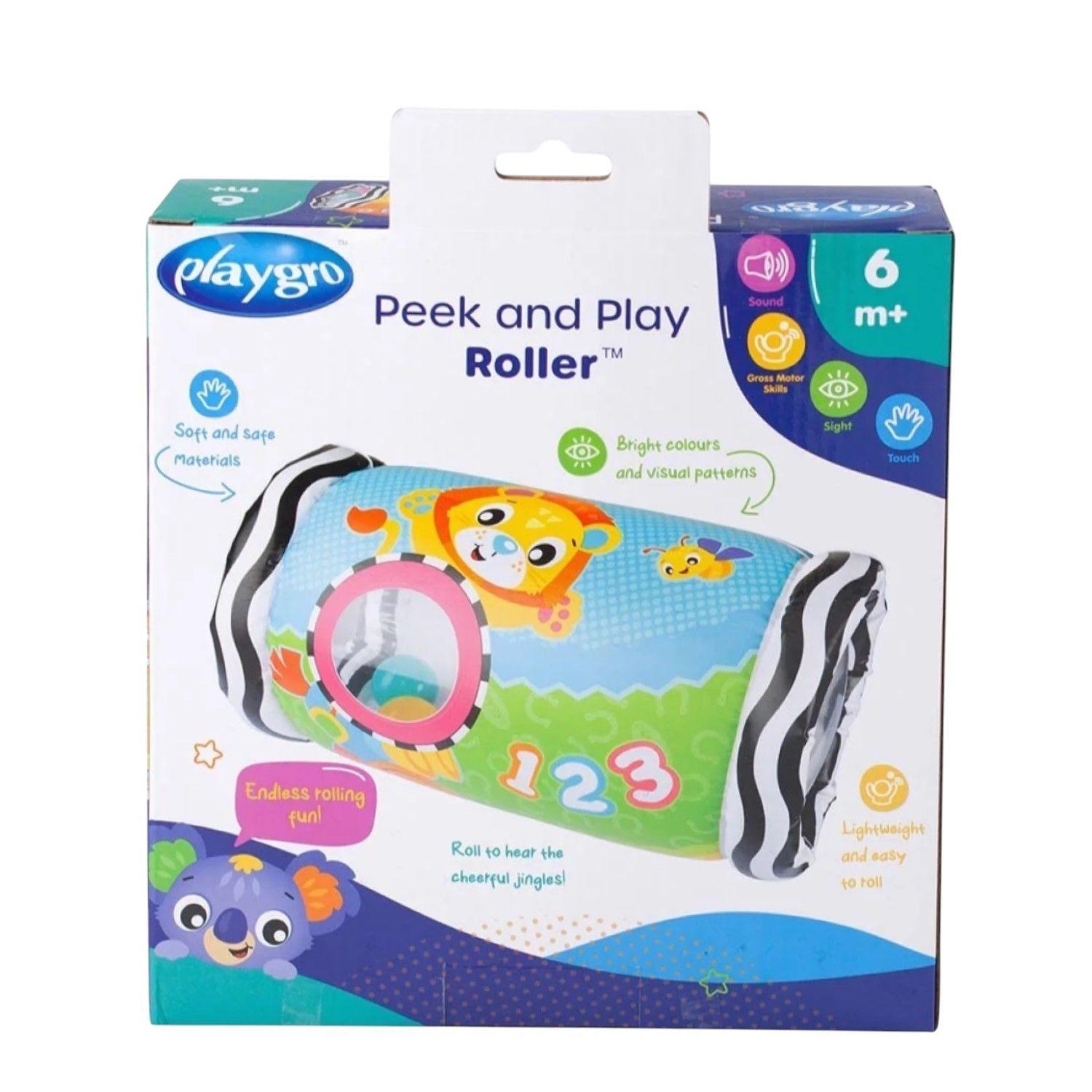 Rodillo Bebé Sonajero Inflable Gatear Peek and Play 6m+ Playgro-7