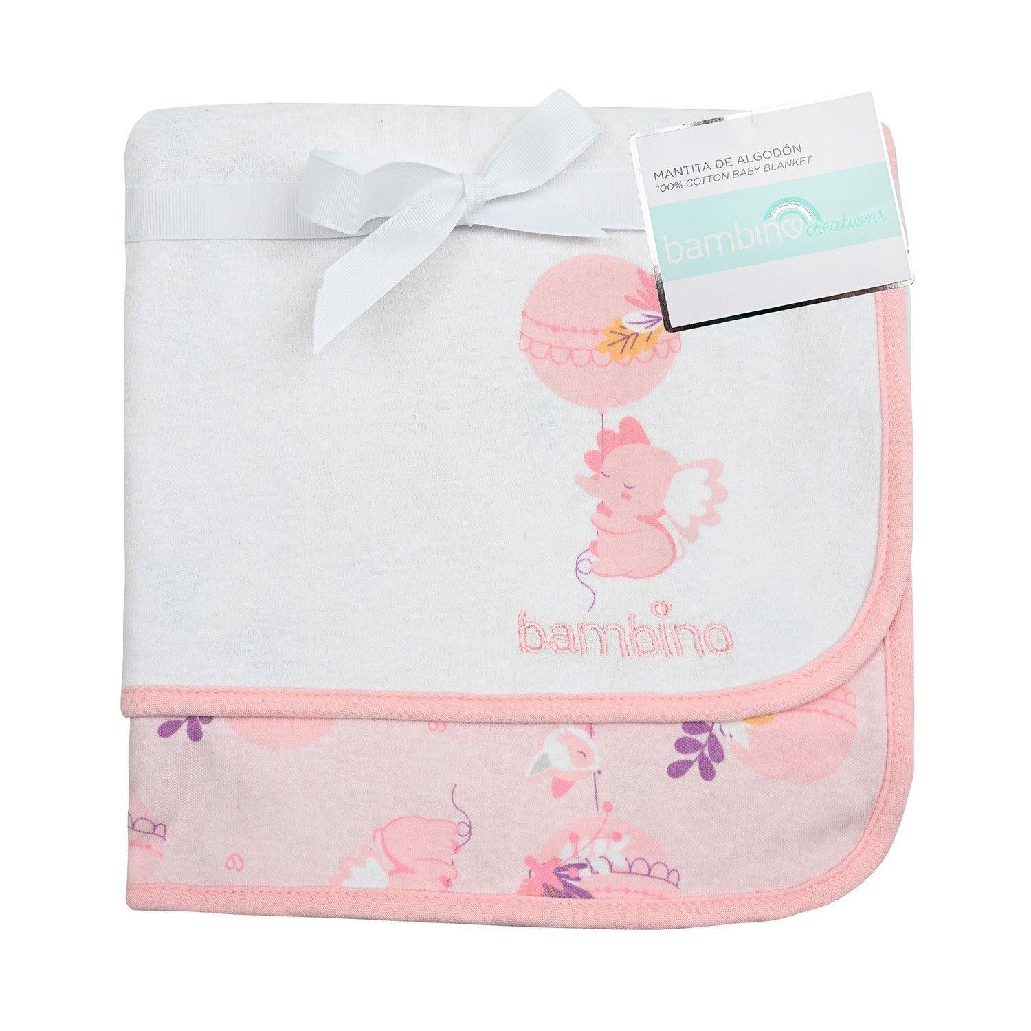 Mantita de Algodón Doble Capa Rosado Elefante Niña-0