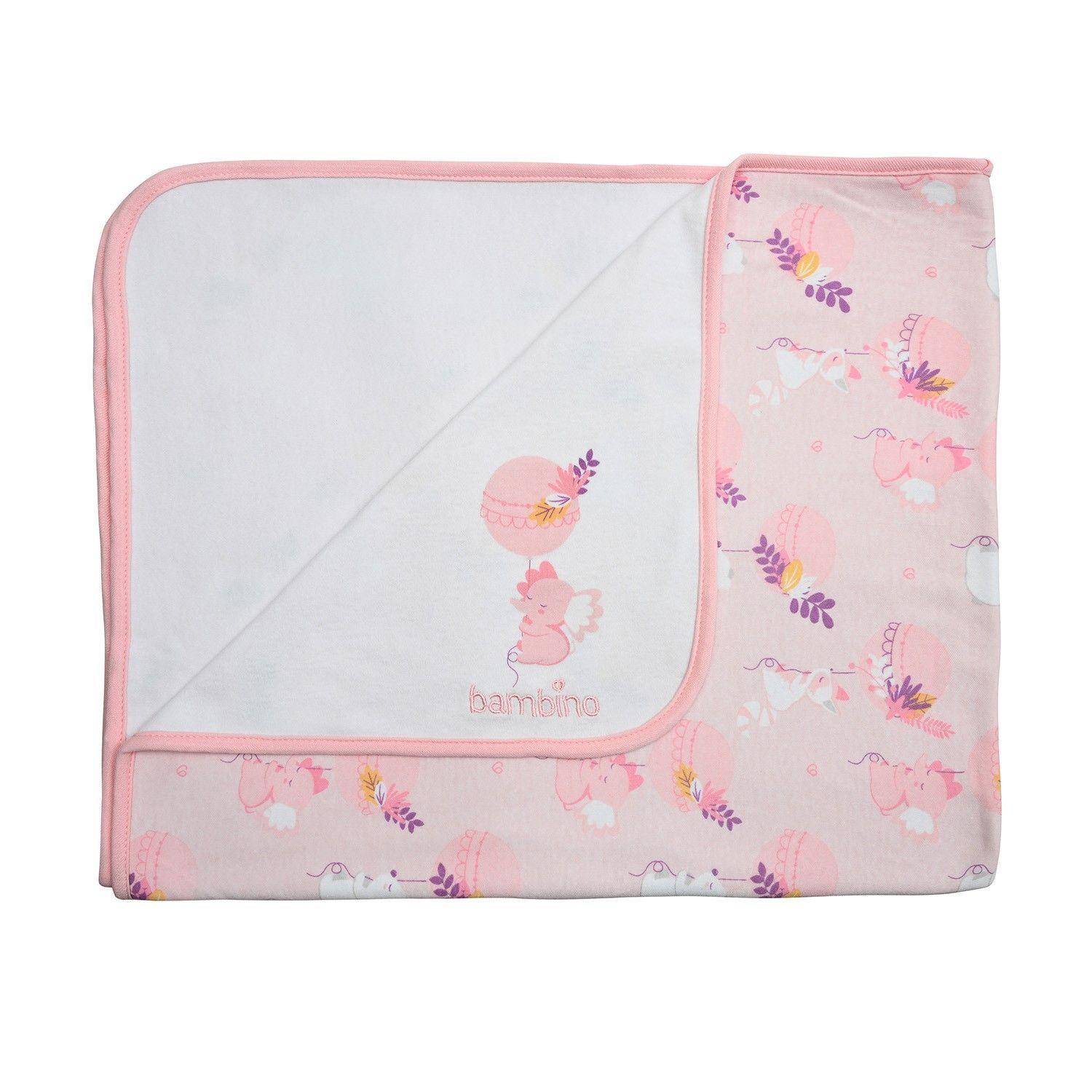 Mantita de Algodón Doble Capa Rosado Elefante Niña-1