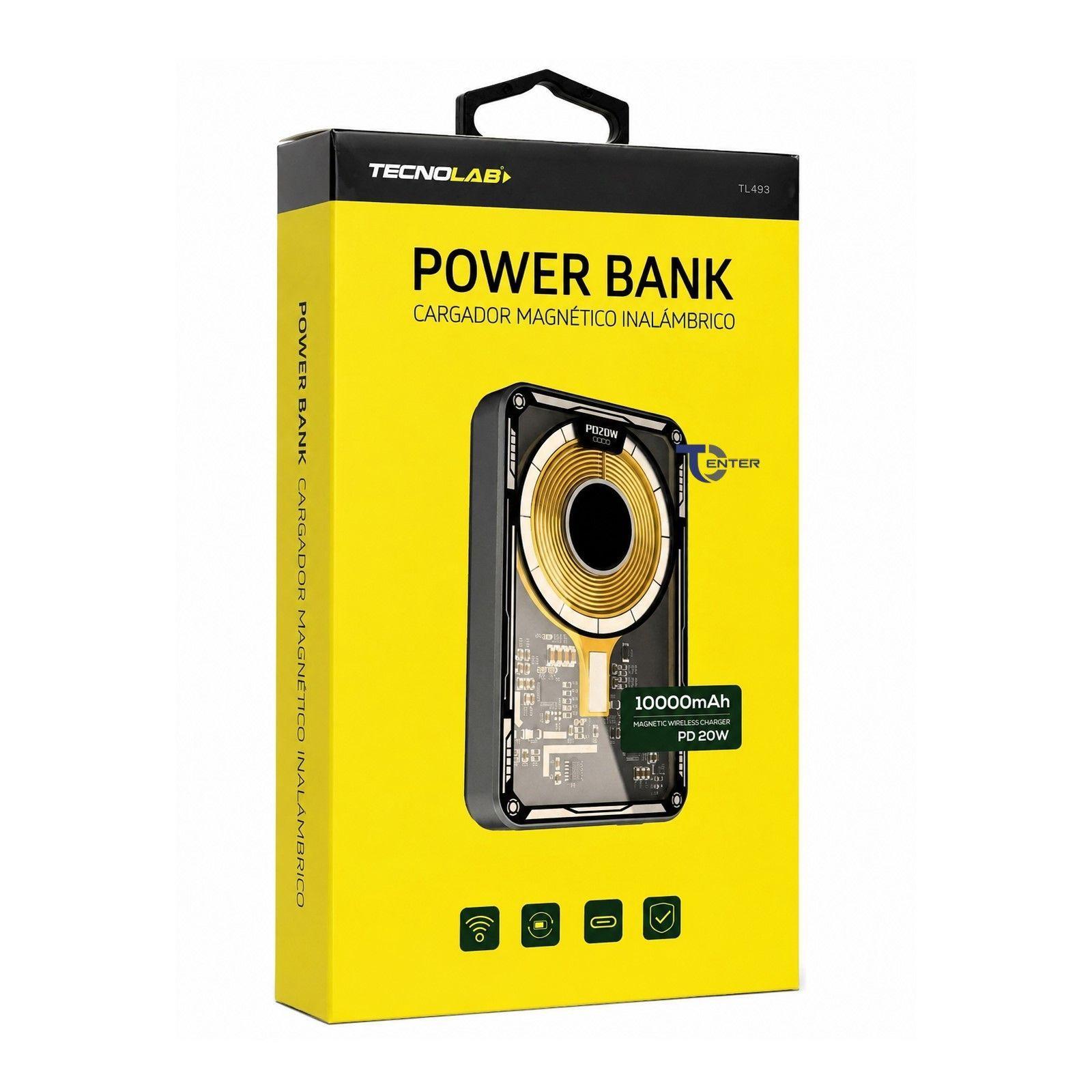 Cargador Port til Powerbank Inal mbrico Qi 10 000mha Tecnolab TL493Y-4