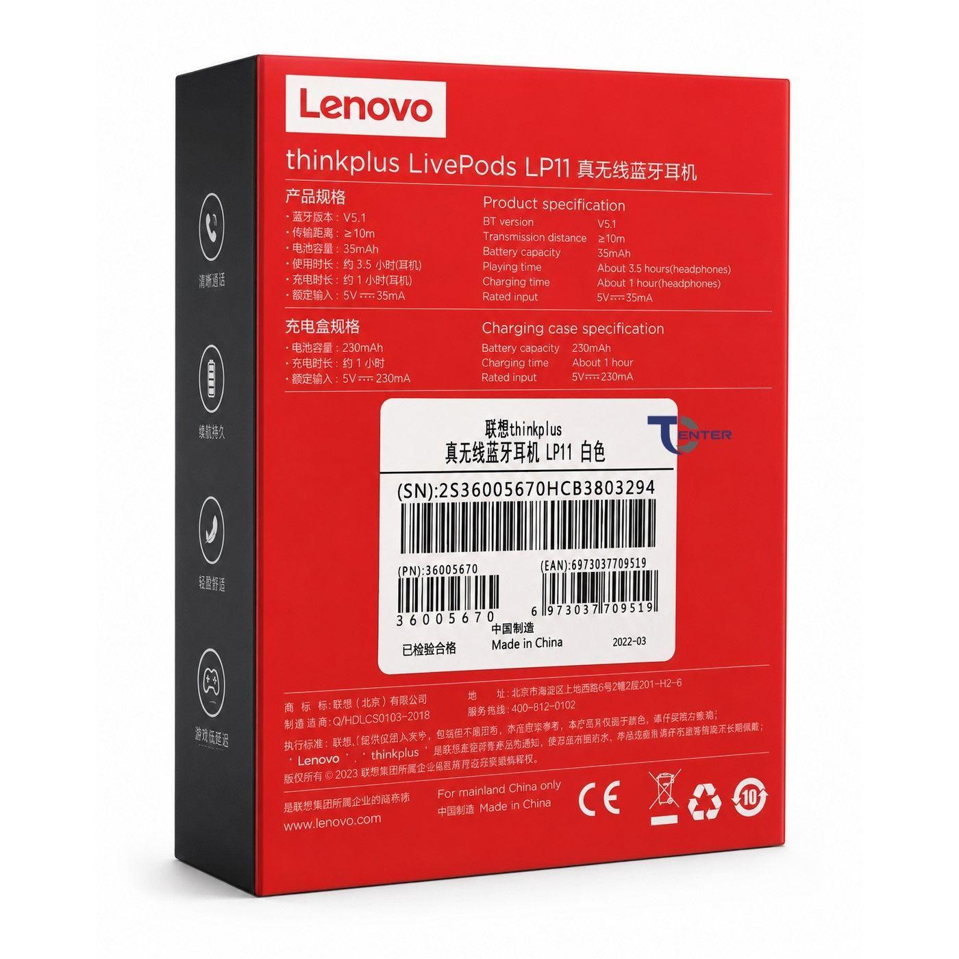 Audífonos Bt Lenovo ThinkPlus LivePods LP11 Blancos-2
