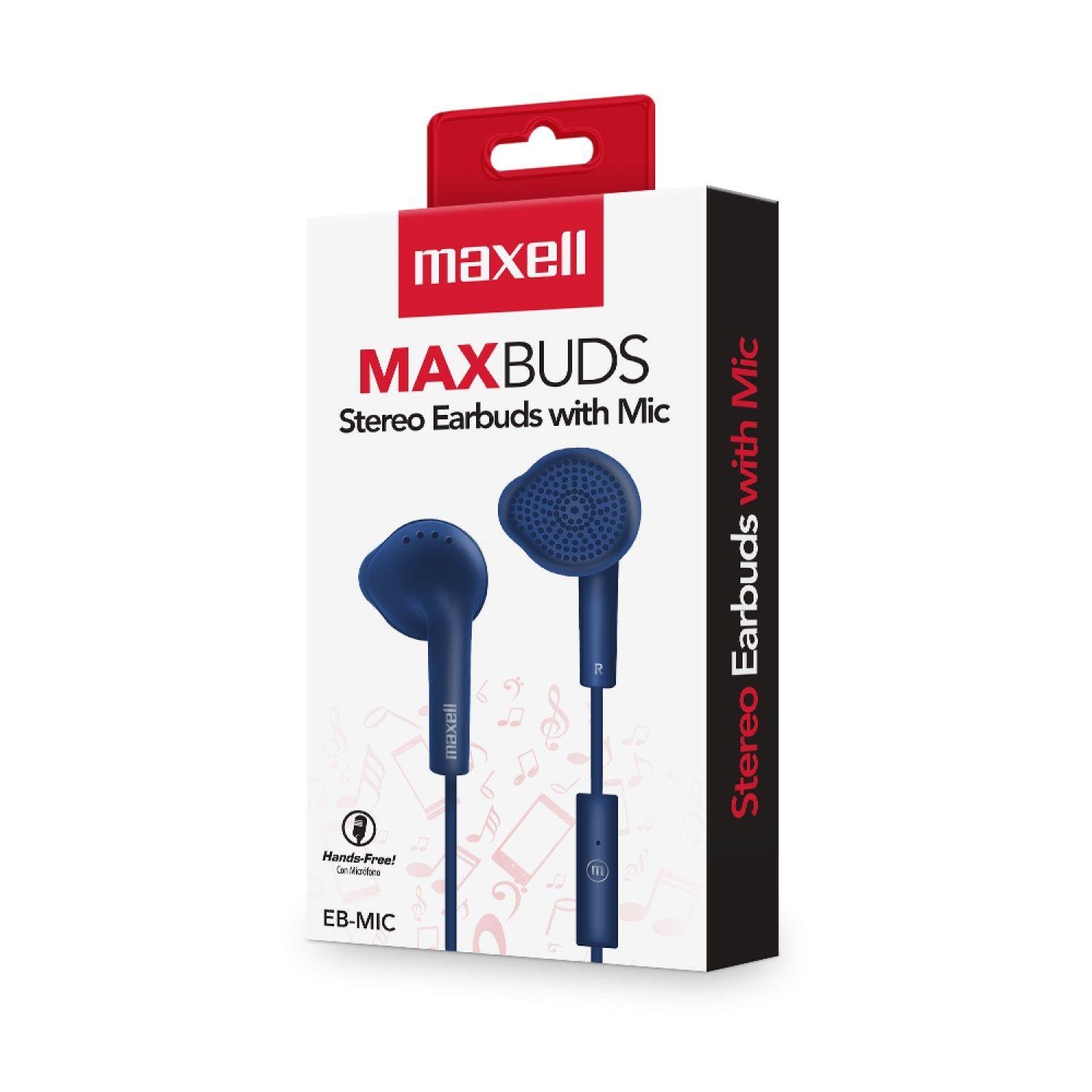 Audífonos Stereo Earbuds con Mic EB-MIC 3.5mm Maxell Azul-2