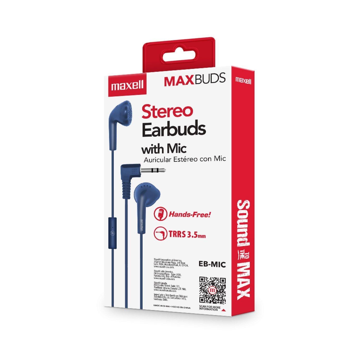 Audífonos Stereo Earbuds con Mic EB-MIC 3.5mm Maxell Azul-3