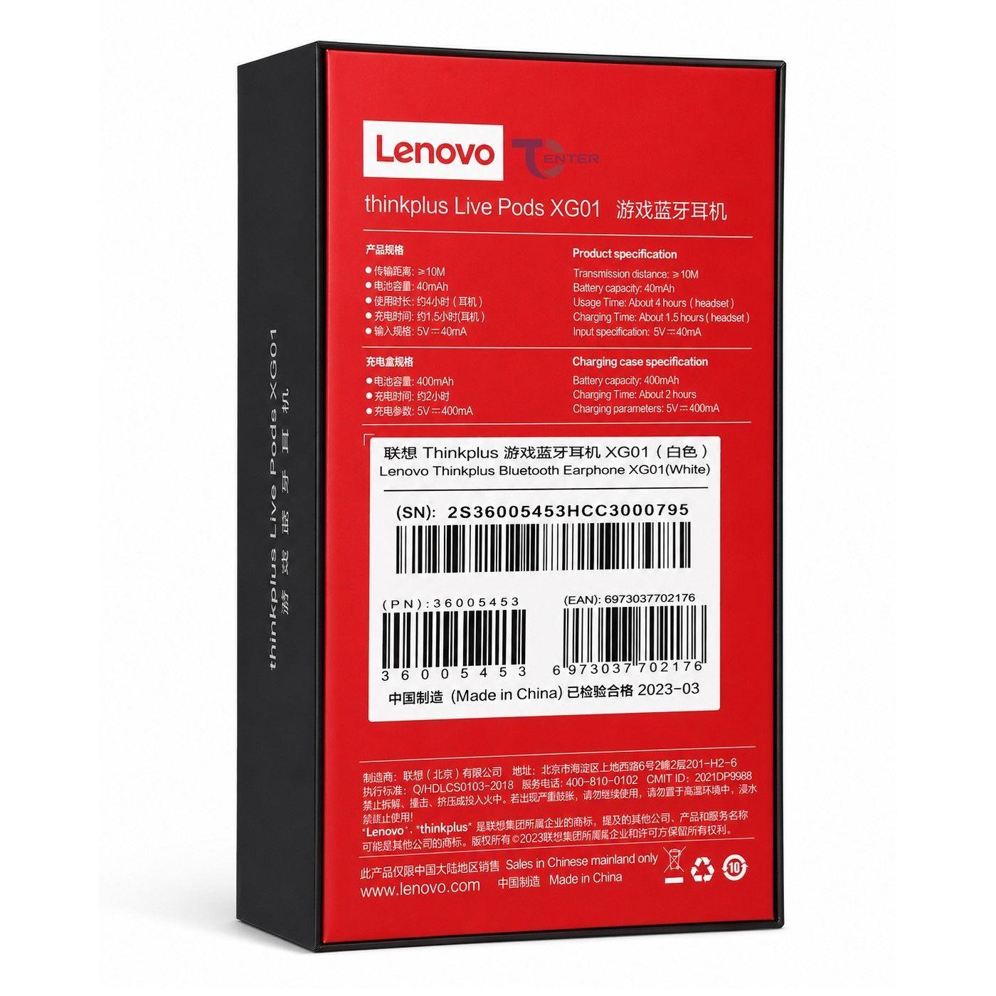 Audífonos Bluetooth Lenovo ThinkPlus LivePods XG01 Blanco-3