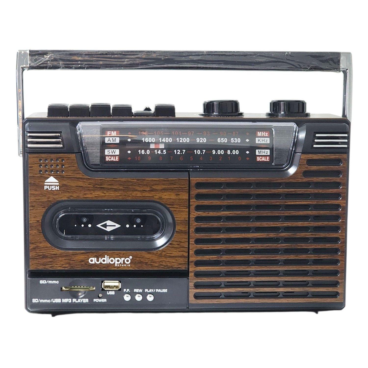 Radio Retro Portátil Cassette BT USB 20W AP02076 AudioPro-0