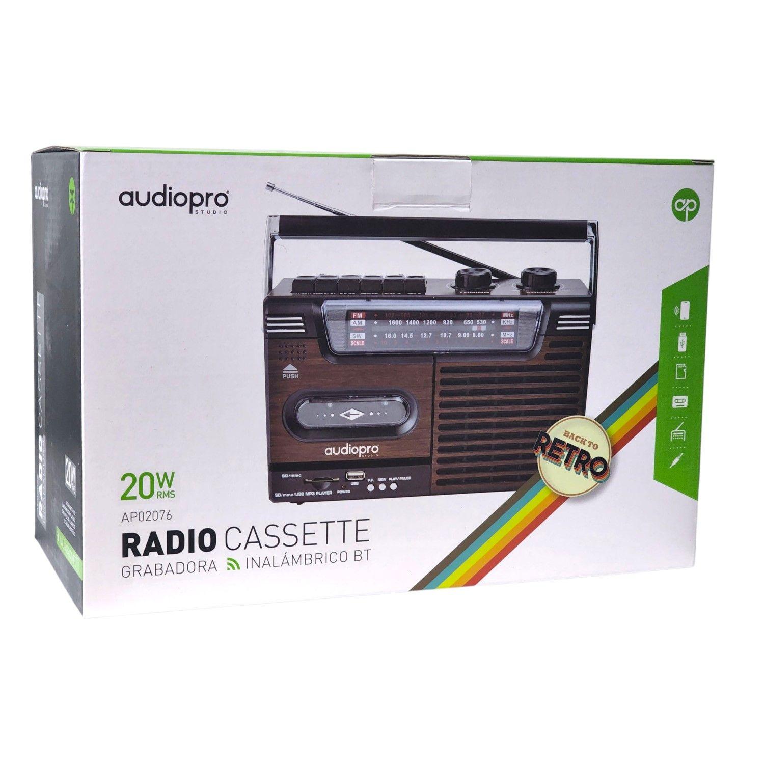 Radio Retro Portátil Cassette BT USB 20W AP02076 AudioPro-2