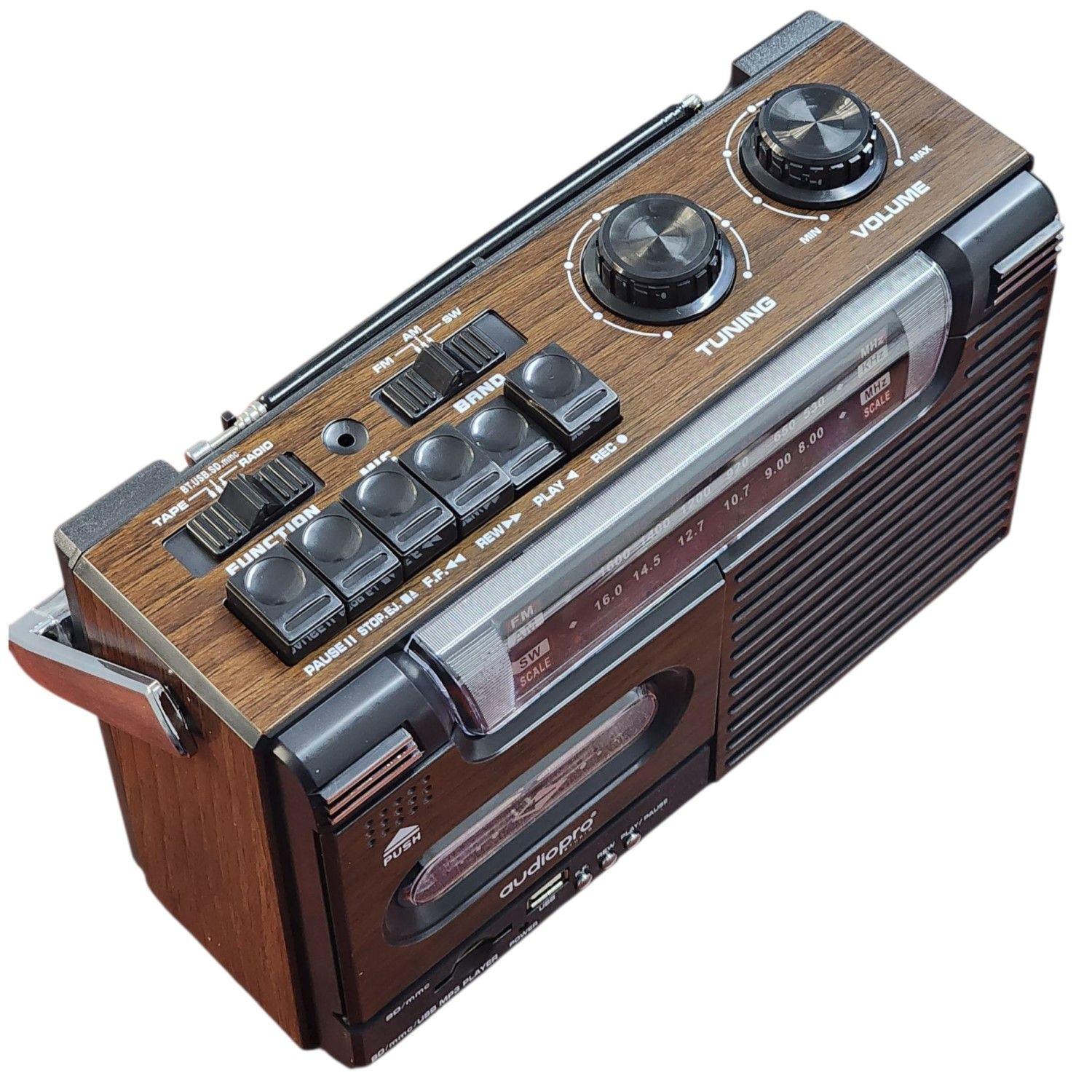 Radio Retro Portátil Cassette BT USB 20W AP02076 AudioPro-4