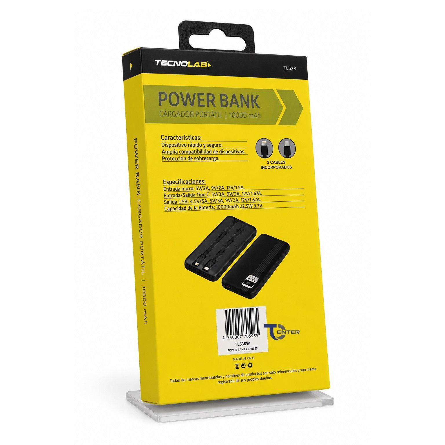 Bater a Port til Powerbank 10 000 Tecnolab 22 5w TL538W-5
