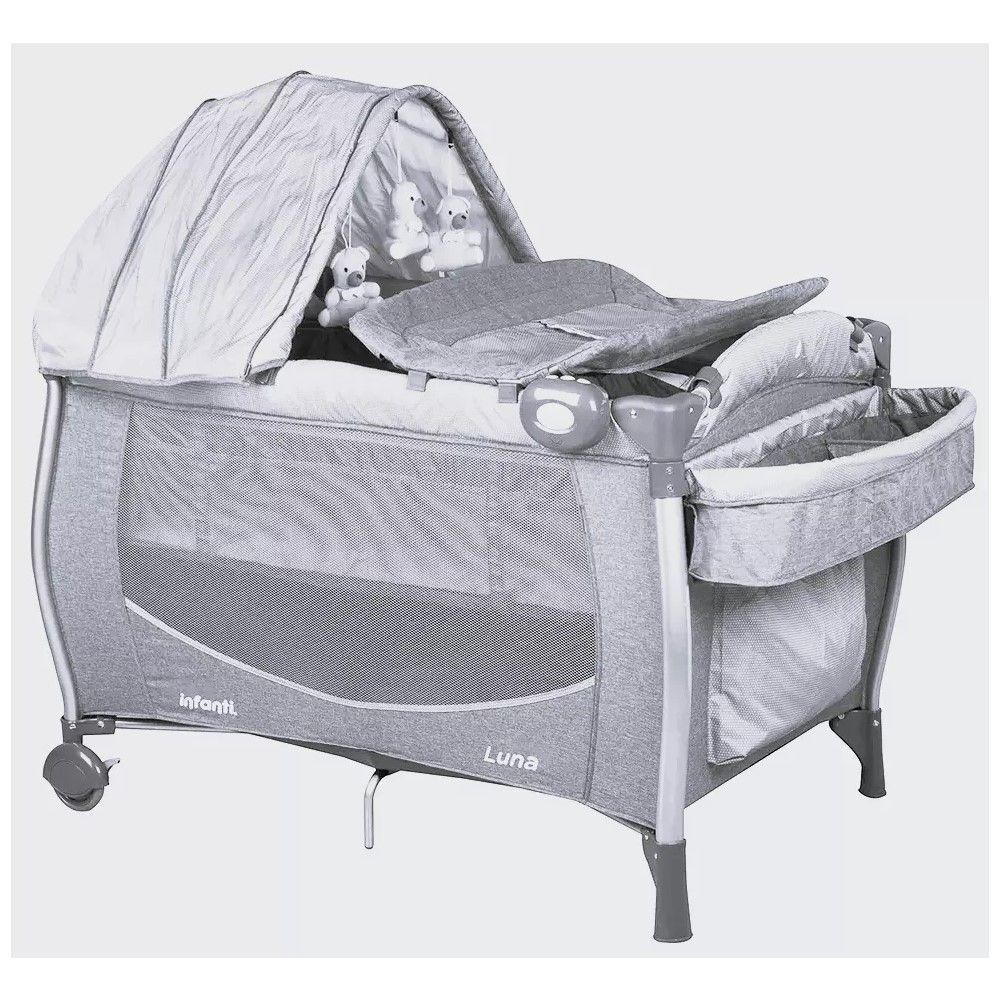 Cuna Infanti Playard Luna Gris Dots-2