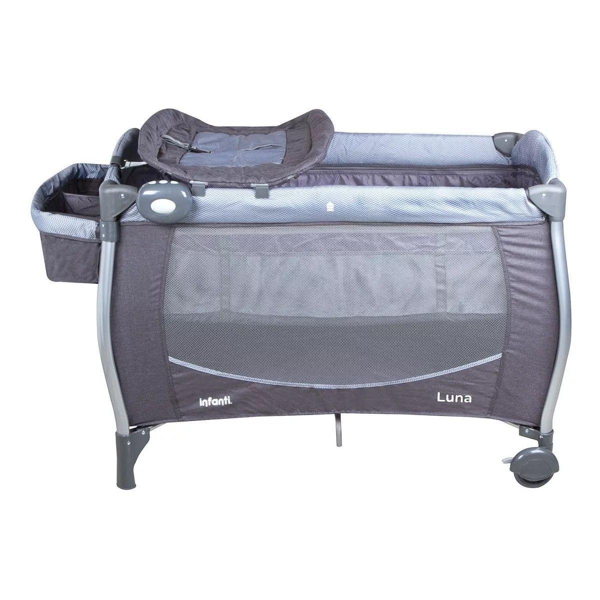 Cuna Infanti Playard Luna Gris Dots-4