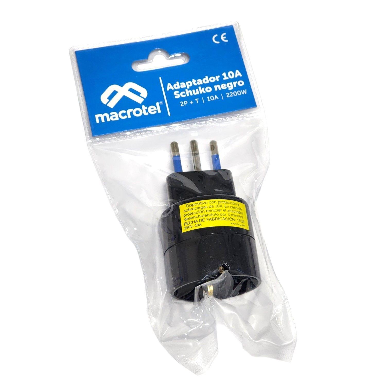 Adaptador Schuko 10A 250V 1500W Protección ME-1109N Macrotel-3