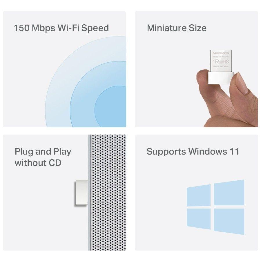 Adaptador Usb Wifi Nano 150mbps Mercusys MW150US-3