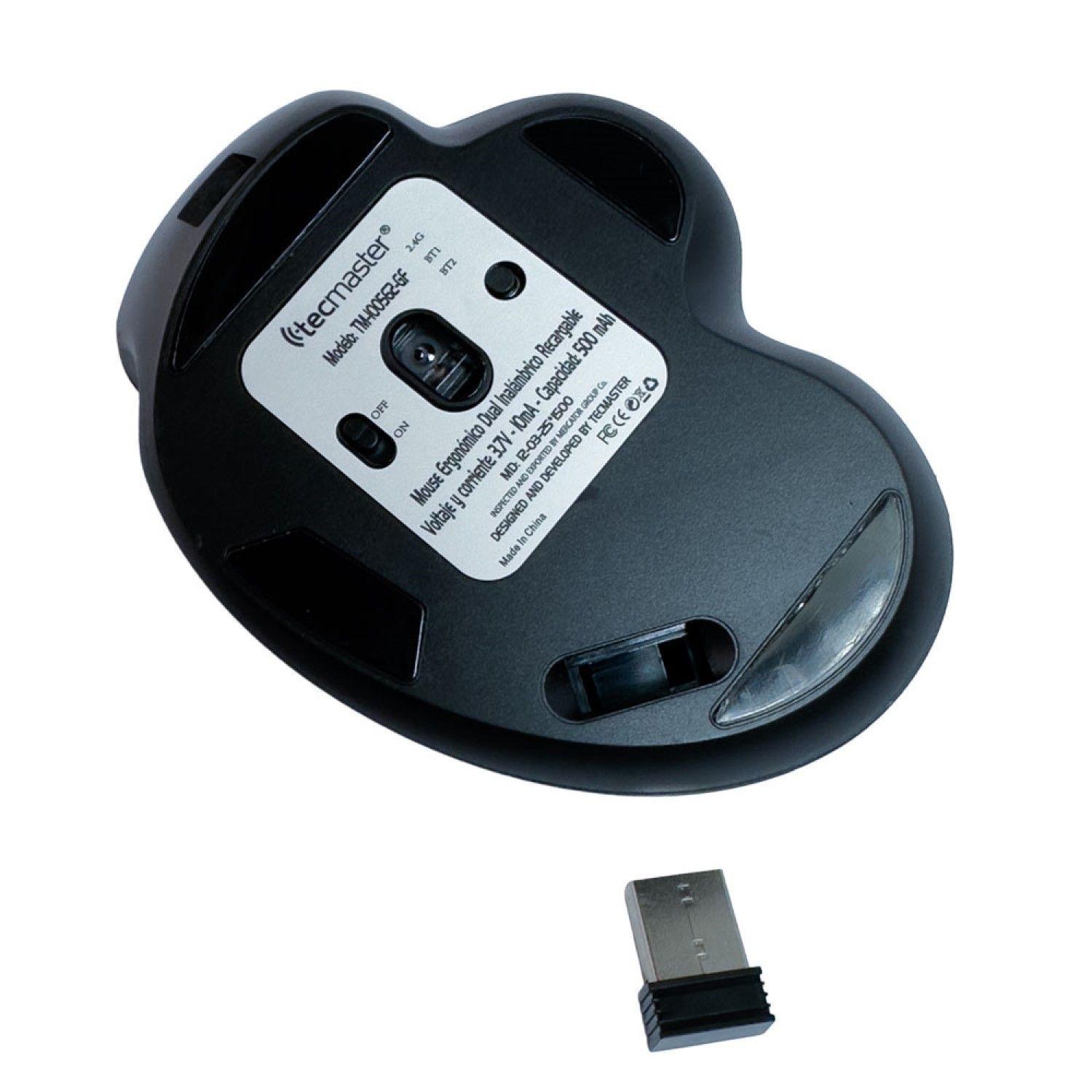 Mouse Ergonómico Dual Bt + Wireless Recargable Tecmaster-2