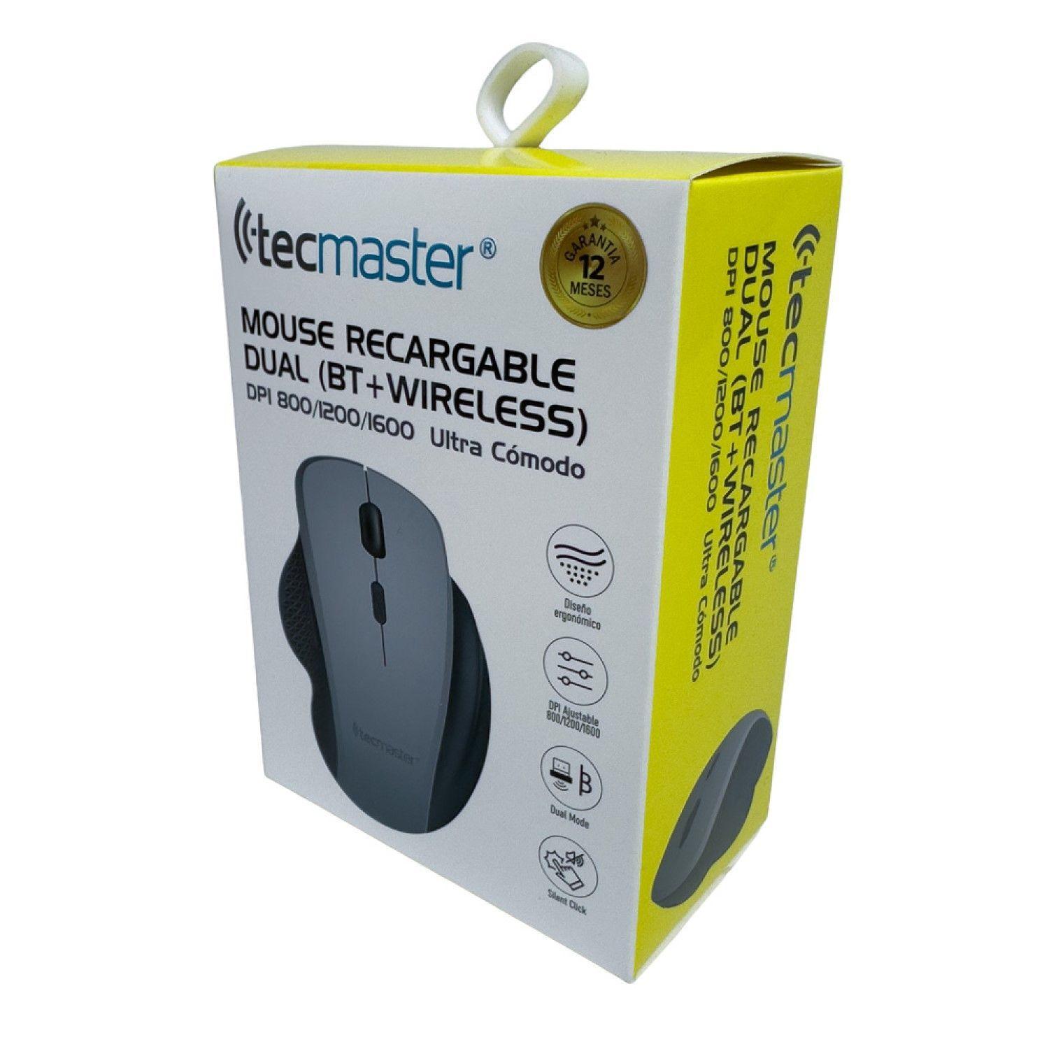 Mouse Ergonómico Dual Bt + Wireless Recargable Tecmaster-4